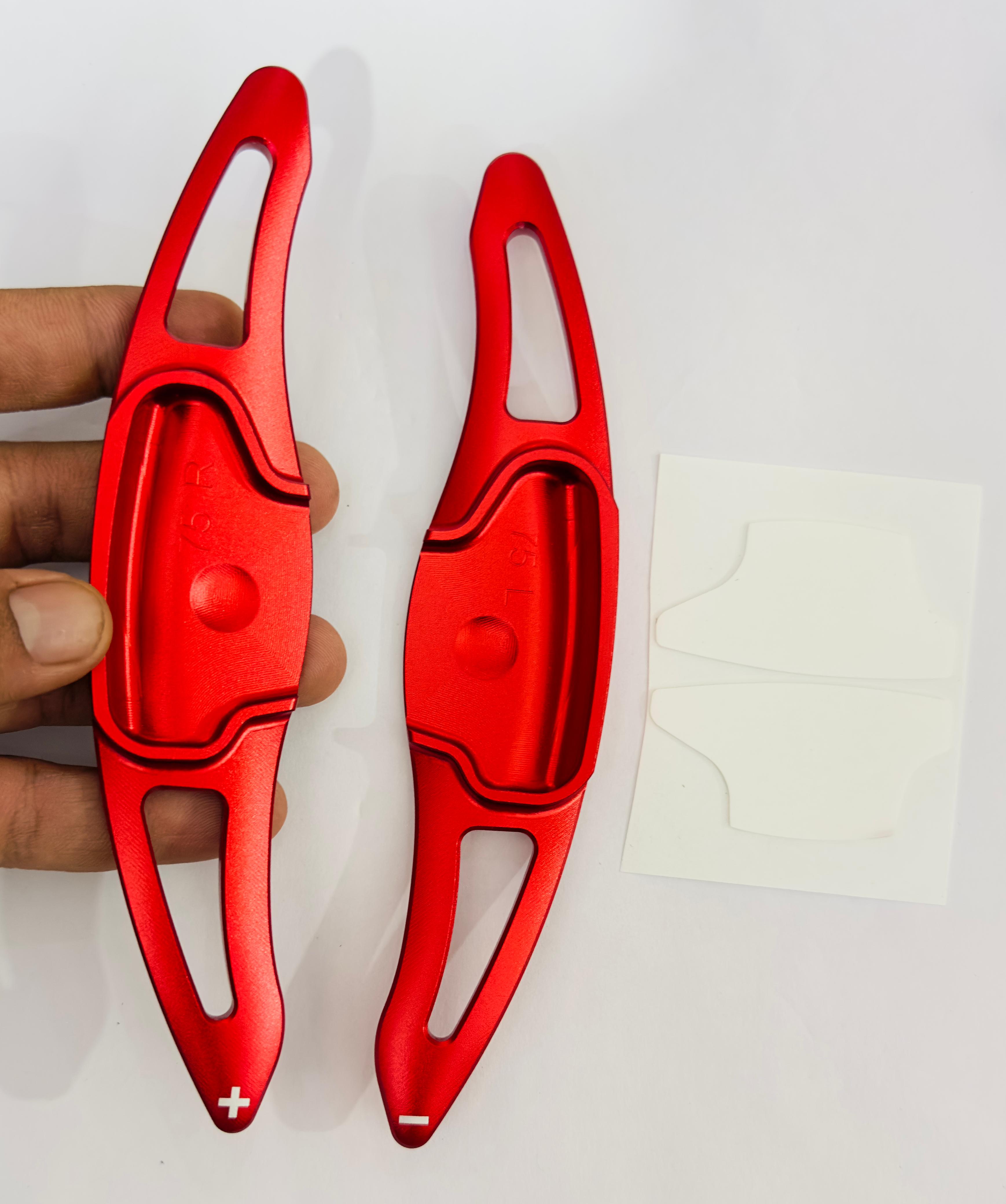 2PC Red CNC Aluminium Alloy Metal Paddle Shifter Hyundai Verna Interior Styling Extension Parts Compatible with Hyundai Verna 2023-2025 Car Paddle Shifter Cover.