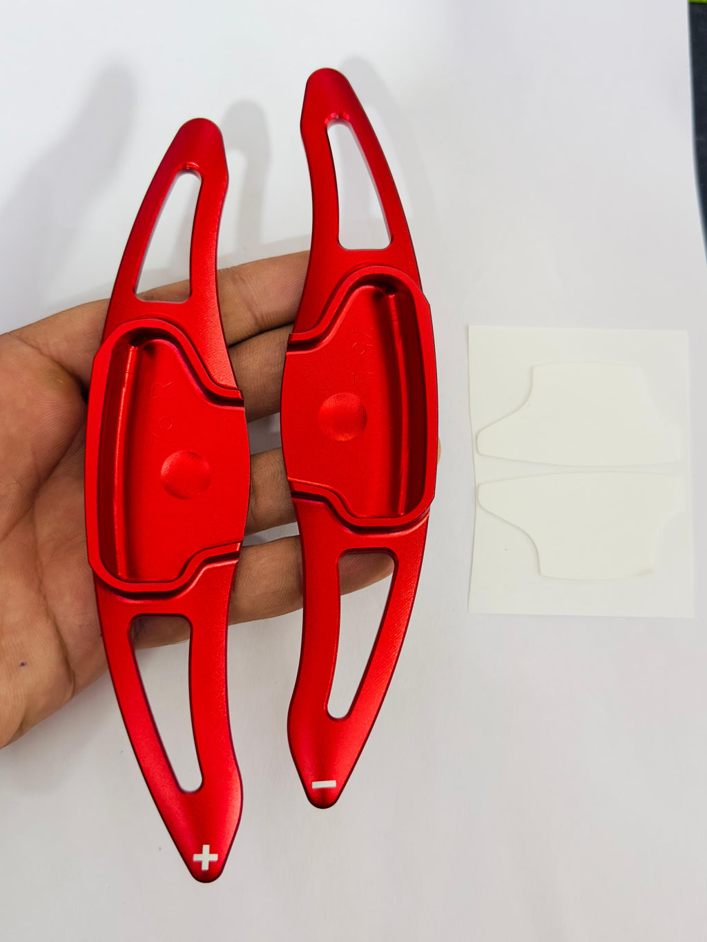 2PC Red CNC Aluminium Alloy Metal Paddle Shifter Hyundai Verna Interior Styling Extension Parts Compatible with Hyundai Verna 2023-2025 Car Paddle Shifter Cover.
