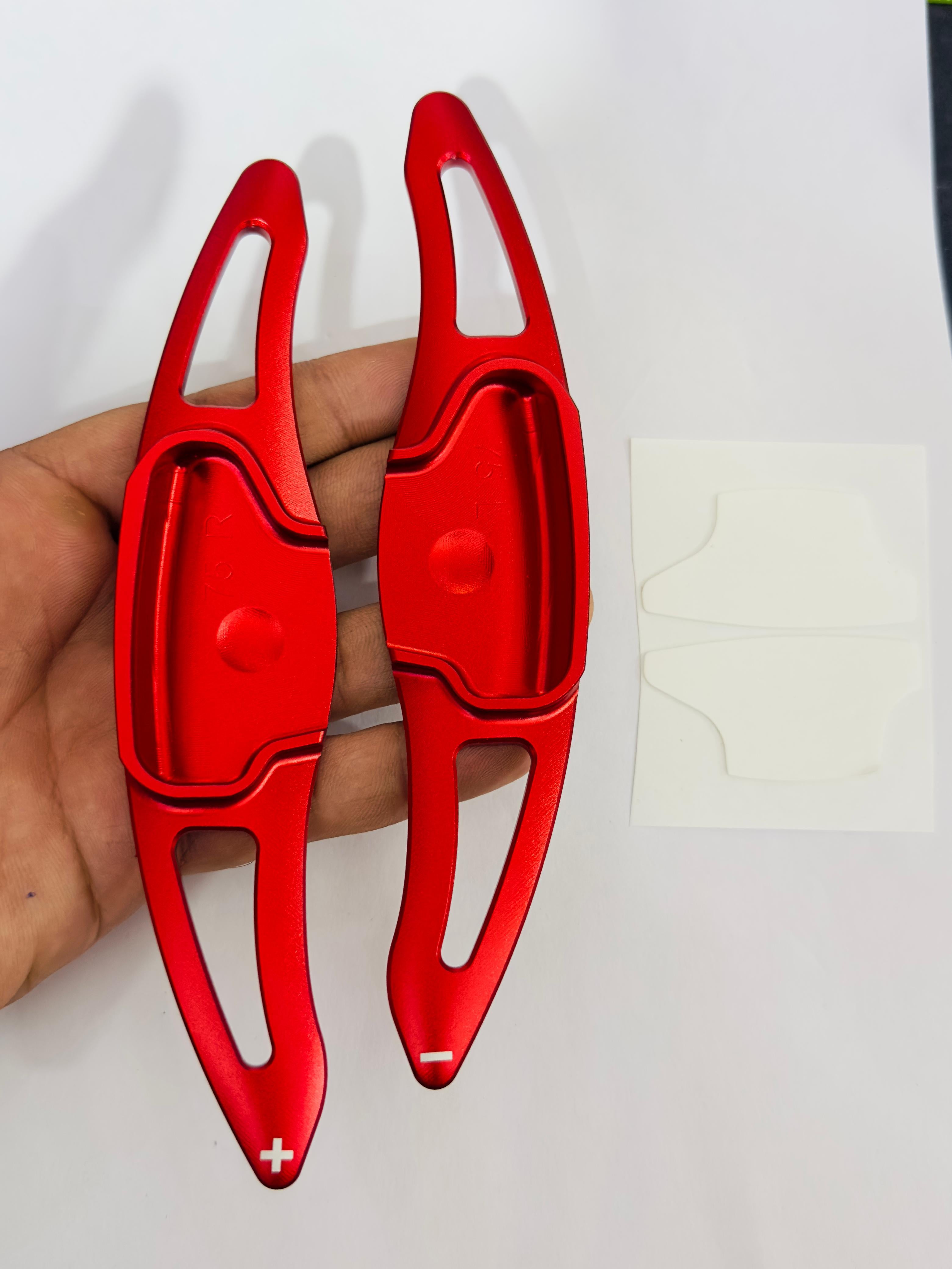 2PC Red CNC Aluminium Alloy Metal Paddle Shifter Hyundai Verna Interior Styling Extension Parts Compatible with Hyundai Verna 2023-2025 Car Paddle Shifter Cover.