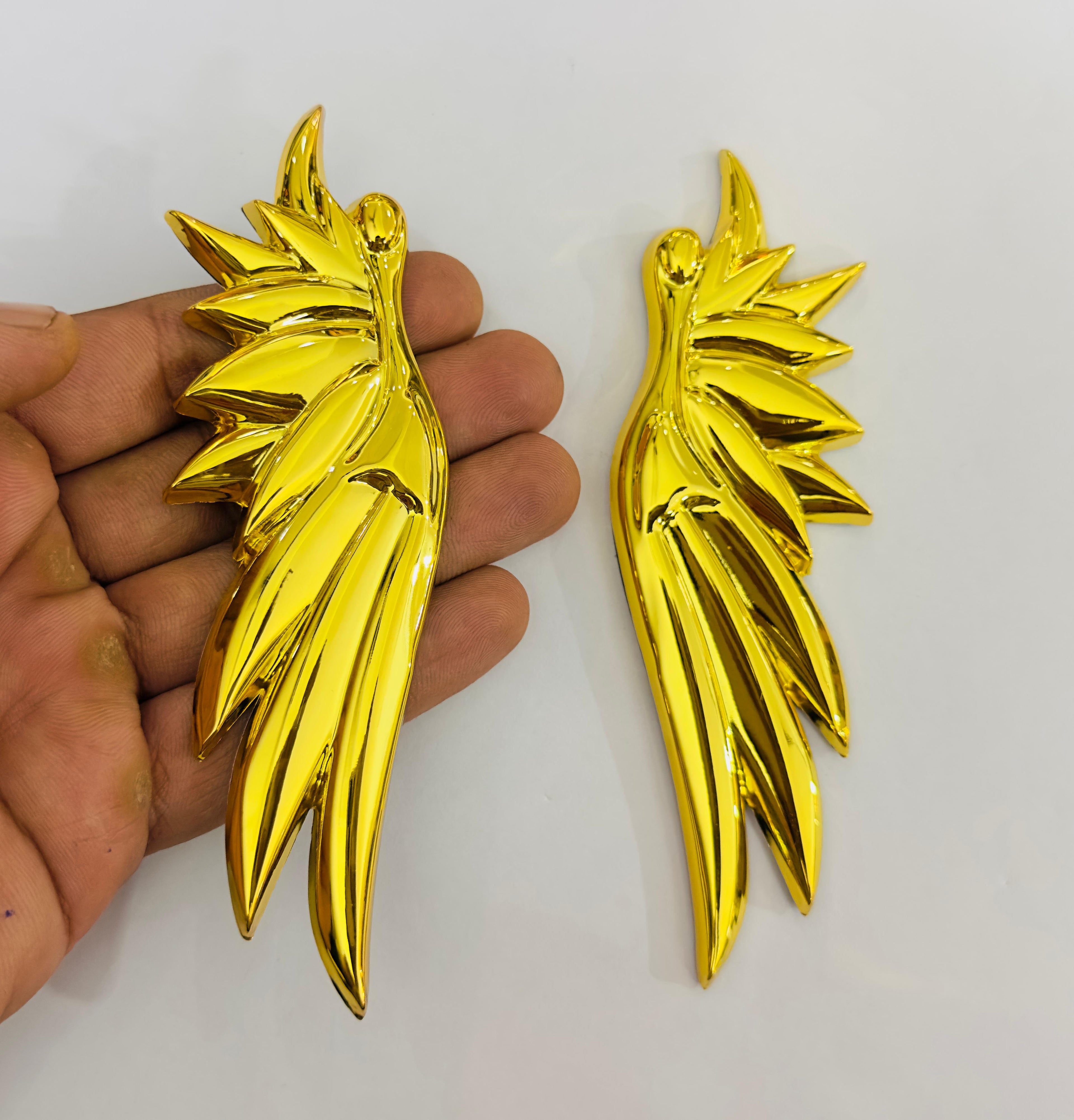 GOLDEN Angel Wings 3D Sticker (14cmx4.3cm) for Car Bike Laptop Emblem, Angel Wings Sticker 3D-Badge Universal Auto Racing Sport Logo Grand Tourer Decal