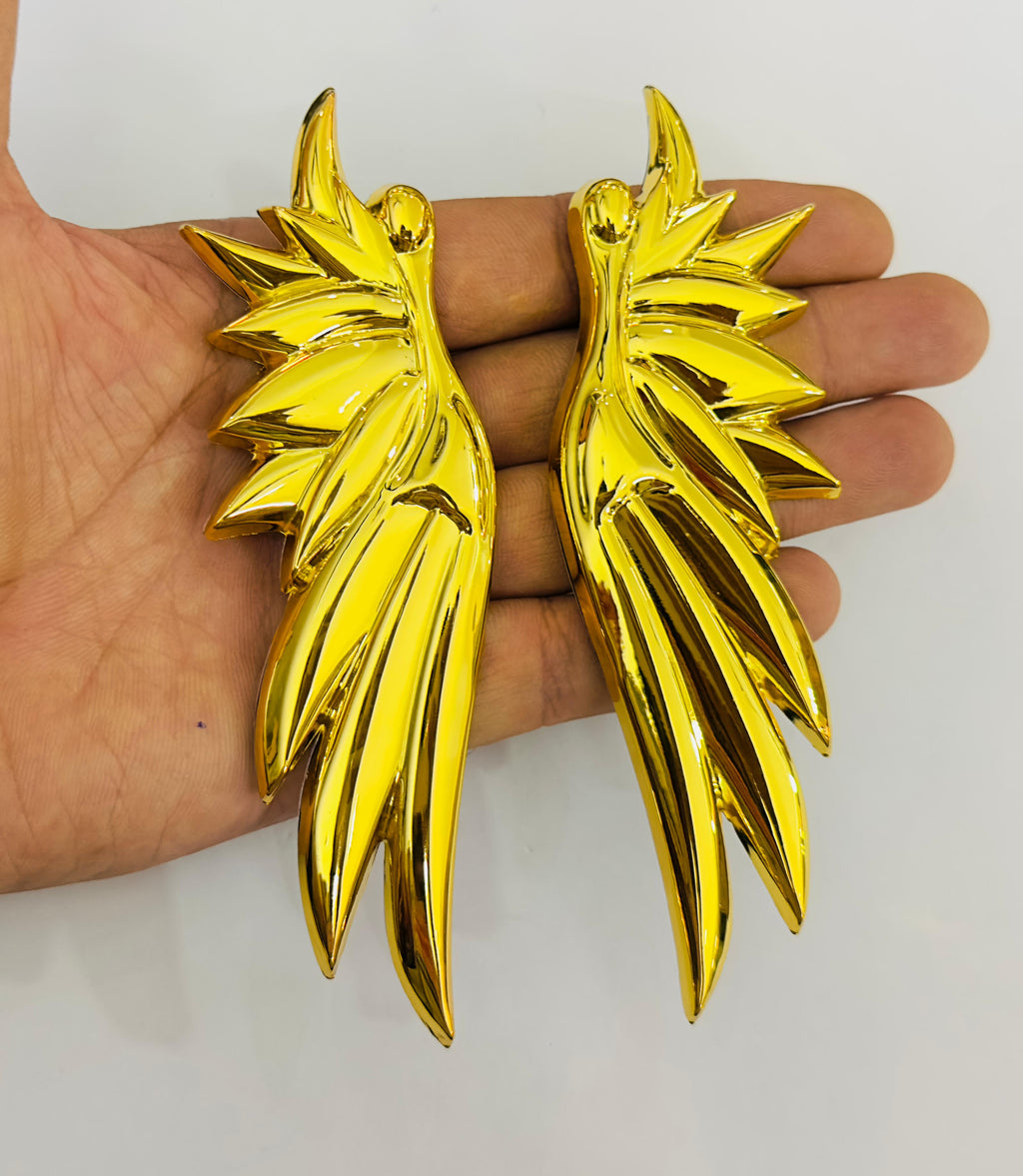 GOLDEN Angel Wings 3D Sticker (14cmx4.3cm) for Car Bike Laptop Emblem, Angel Wings Sticker 3D-Badge Universal Auto Racing Sport Logo Grand Tourer Decal