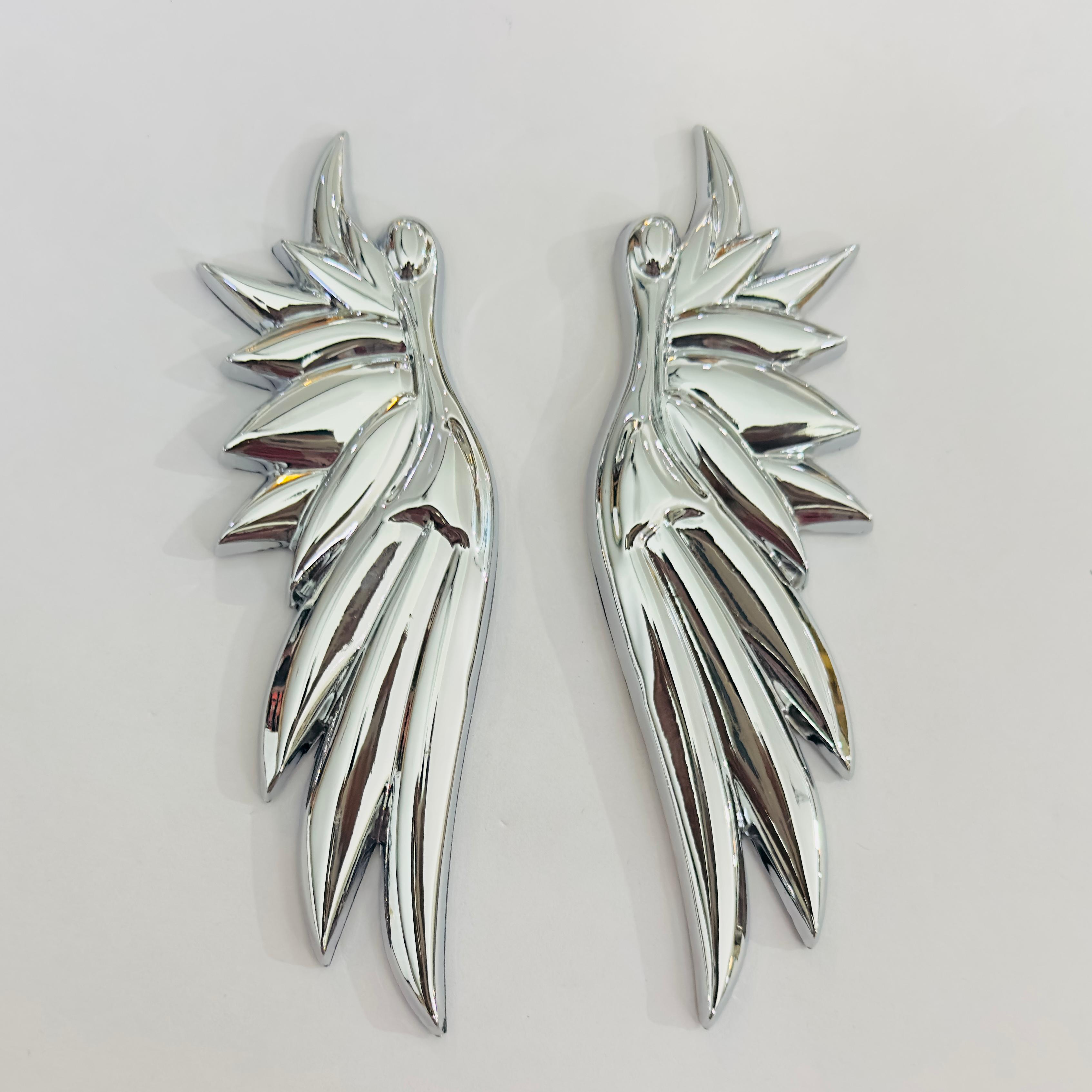 Chrome Angel Wings 3D Sticker (14cmx4.3cm) for Car Bike Laptop Emblem, Angel Wings Sticker 3D-Badge Universal Auto Racing Sport Logo Grand Tourer Decal