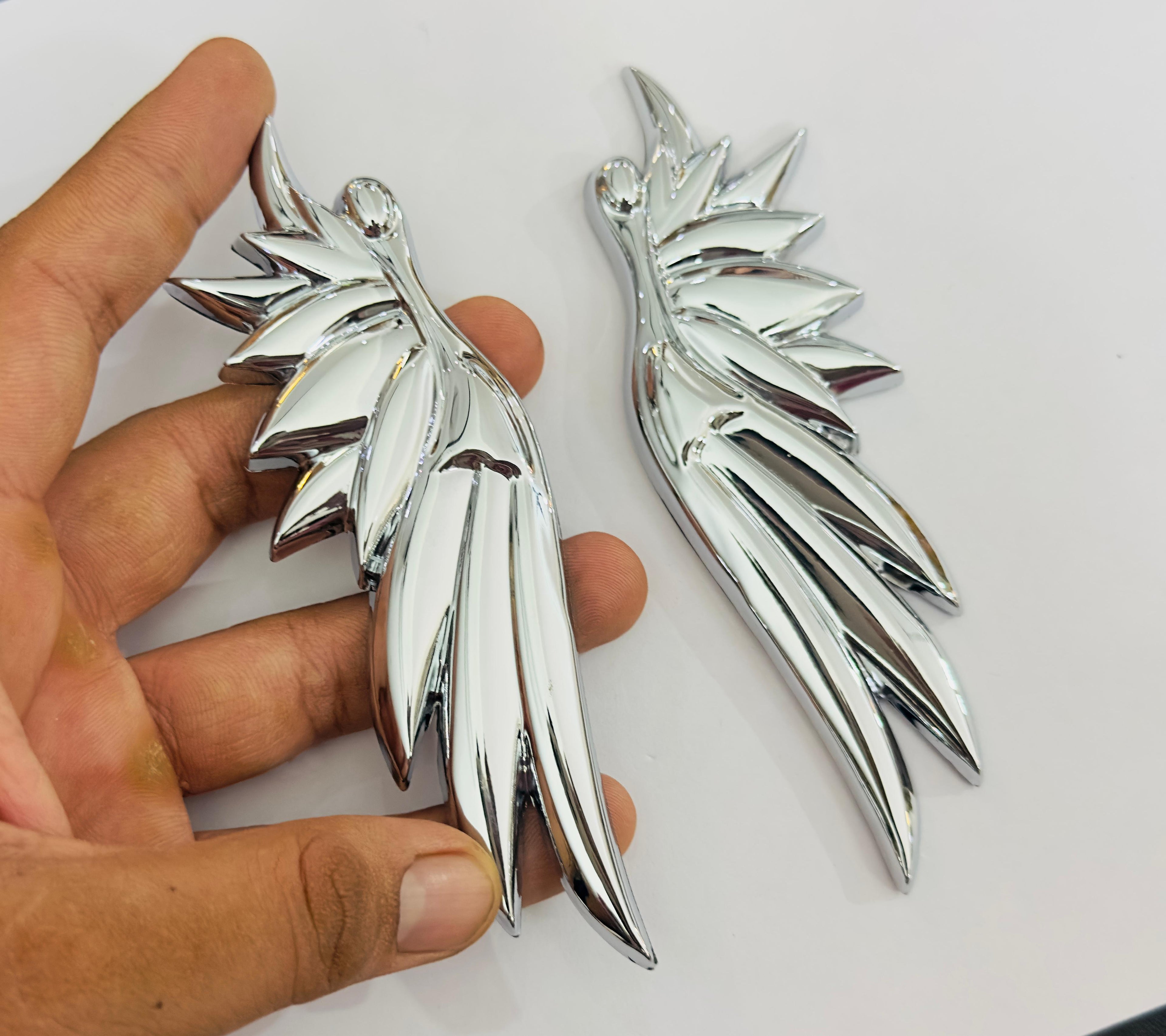 Chrome Angel Wings 3D Sticker (14cmx4.3cm) for Car Bike Laptop Emblem, Angel Wings Sticker 3D-Badge Universal Auto Racing Sport Logo Grand Tourer Decal
