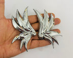 Chrome Angel Wing 3D Logo (11.5cmx6cm) for Car Bike Laptop Emblem, Angel Wing Sticker 3D-Badge Auto Racing Sports Logo Grand Tourer Decal Auto Accessories.