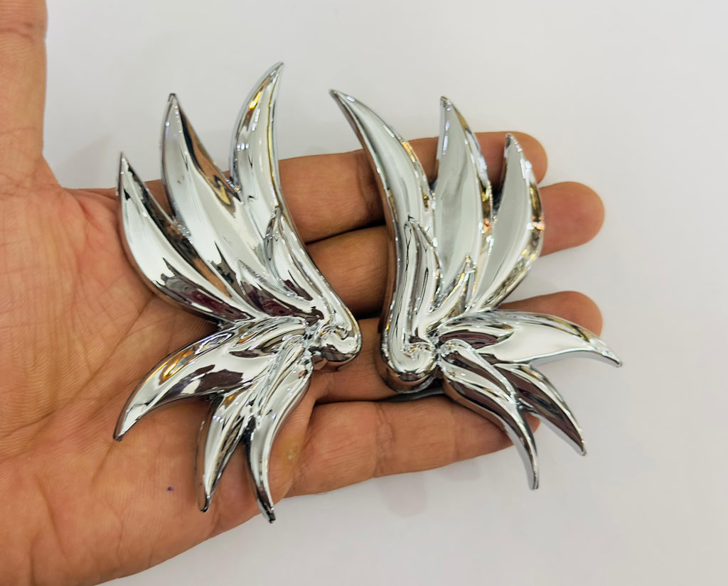 Chrome Angel Wing 3D Logo (11.5cmx6cm) for Car Bike Laptop Emblem, Angel Wing Sticker 3D-Badge Auto Racing Sports Logo Grand Tourer Decal Auto Accessories.