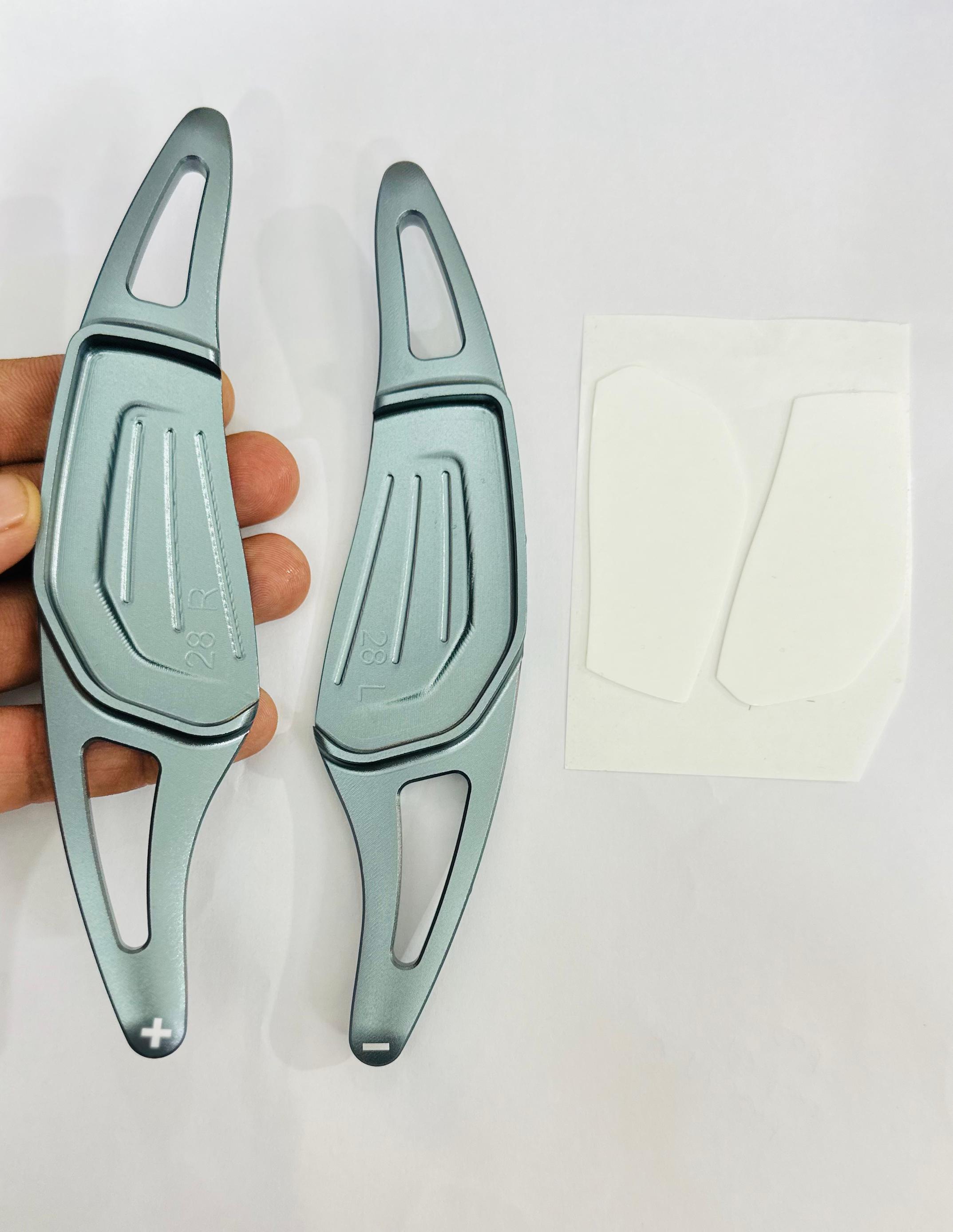 CNC Aluminium Alloy Metal Paddle Shifter Car Interior Styling Extension Parts Car Paddle Shiifter Cover for Decoration Auto Accessories. (Grey Skoda Paddle Shifter)