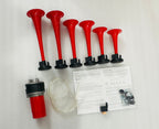 6 Pipe Horn 6 Trumpet Musical Air Horns 12V Universal for All Vehicles 6 pipe Air Pressure loud horn Enhanced horn sound 6PC/SET.