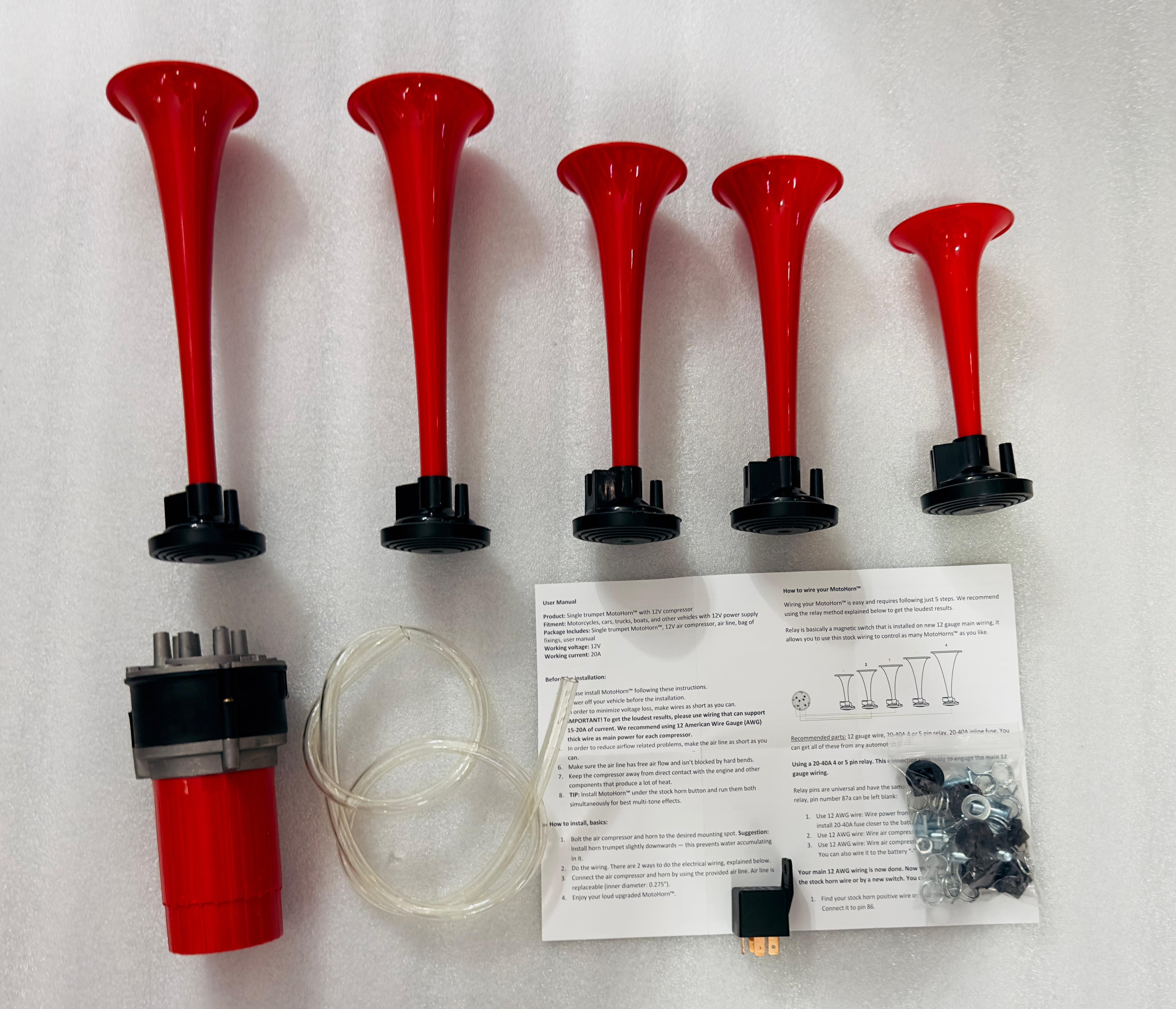 5 Pipe Horn 5 Trumpet Musical Air Horns 12V Universal for All Models 5 pipe Air Pressure loud horn Enhanced horn sound.