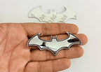 Chrome-Black Batman 3D Logo (8cmx3.5cm) for Car Bike Laptop Emblem, Batman Sticker Badge Universal for All Cars