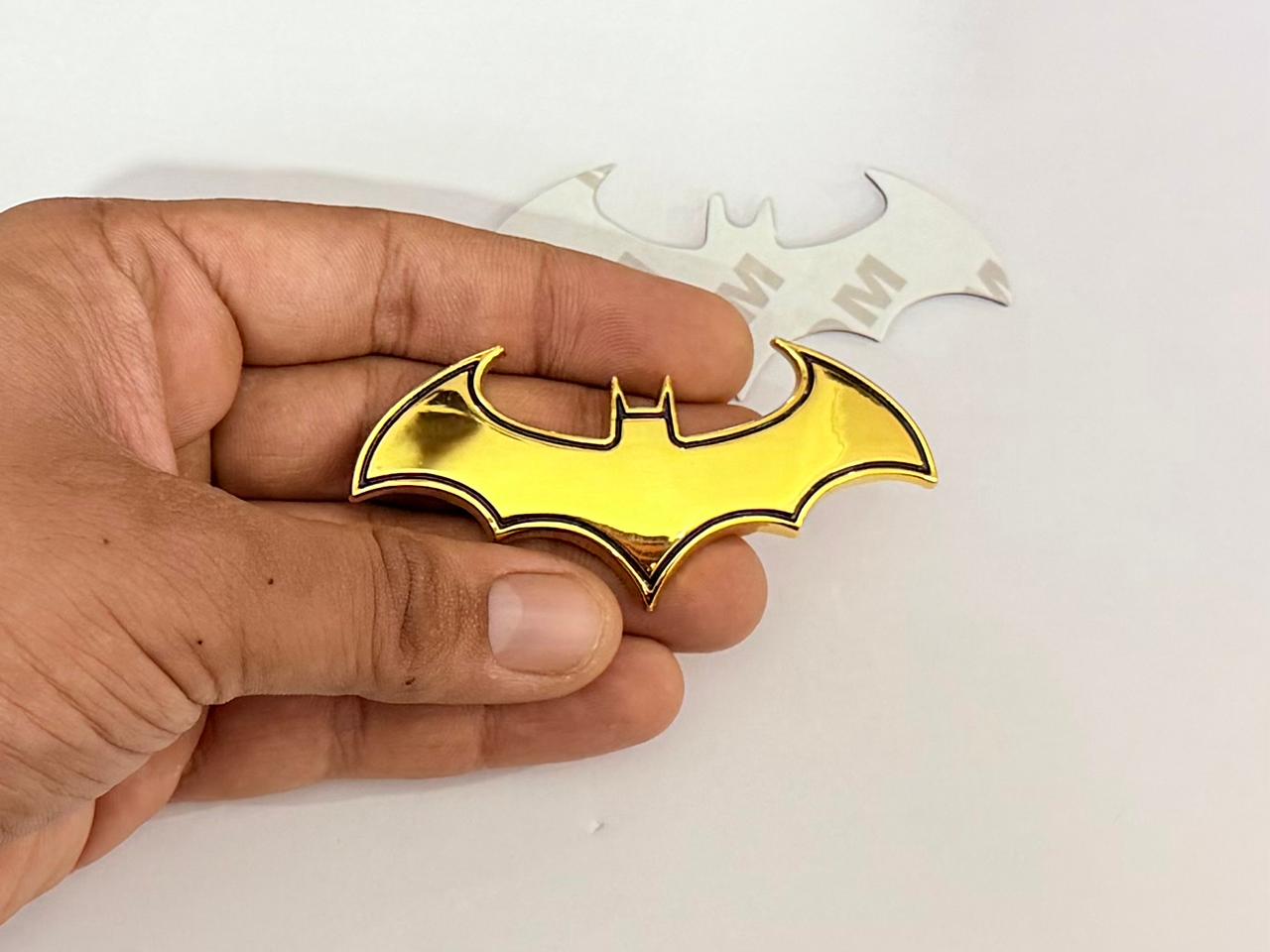 Golden-Black Batman 3D Logo (8cmx3.5cm) for Car Bike Laptop Emblem, Attractive Batman Sticker Badge Universal