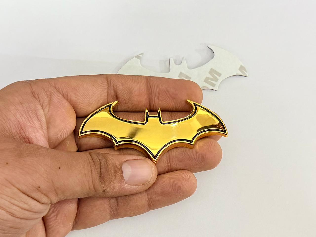 Golden-Black Batman 3D Logo (8cmx3.5cm) for Car Bike Laptop Emblem, Attractive Batman Sticker Badge Universal