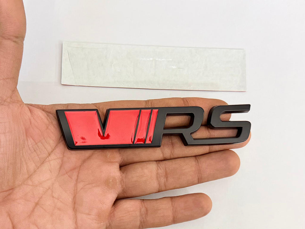 RED-Black VRS 3D Sticker (12cmx2.5cm) for Car Bike Laptop Emblem, VRS Sticker 3D Badge Auto Racing Sport Logo Grand Tourer Decal Auto Accessories.