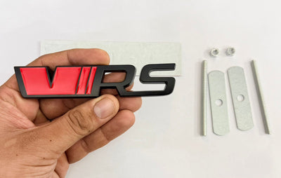 RED-Black VRS 3D Grill Sticker (12cmx2.5cm) for Car Bike Laptop Emblem, VRS Grill Sticker 3D-Badge Universal Attractive Grand Tourer Decal Auto Accessories.