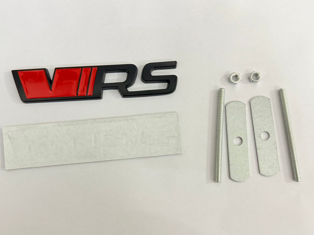 RED-Black VRS 3D Grill Sticker (12cmx2.5cm) for Car Bike Laptop Emblem, VRS Grill Sticker 3D-Badge Universal Attractive Grand Tourer Decal Auto Accessories.