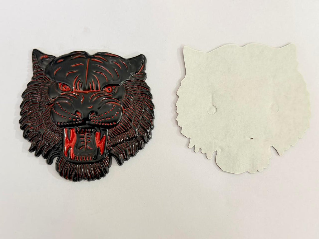 Black-Red Big Lion Metal Logo (10cmx10cm) Car Bike Metal Badge Car Emblem 3D Badge Auto Racing Decorative Sport Sticker Logo