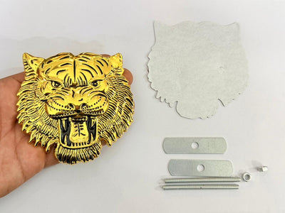 Golden Big Lion Grill Metal Logo (10cmx10cm) Car Bike Metal Badge Car Emblem 3D Badge Auto Racing Attractive Sport Sticker Logo