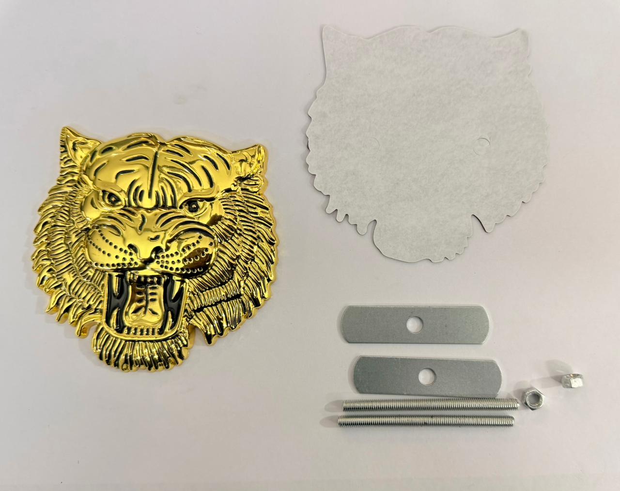 Golden Big Lion Grill Metal Logo (10cmx10cm) Car Bike Metal Badge Car Emblem 3D Badge Auto Racing Attractive Sport Sticker Logo