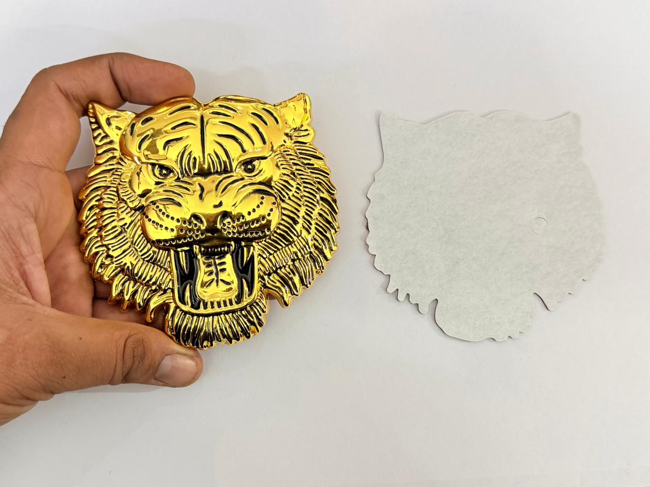 Golden Big Lion Metal Logo (10cmx10cm) Car Bike Metal Badge Car Emblem 3D Badge Auto Racing Attractive Sport Sticker Logo