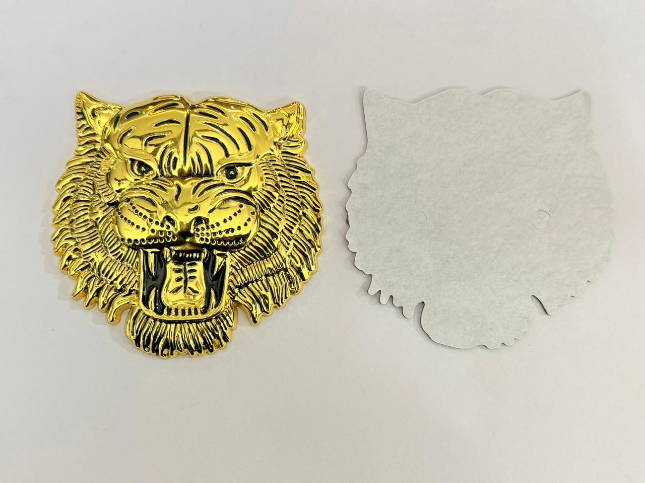 Golden Big Lion Metal Logo (10cmx10cm) Car Bike Metal Badge Car Emblem 3D Badge Auto Racing Attractive Sport Sticker Logo