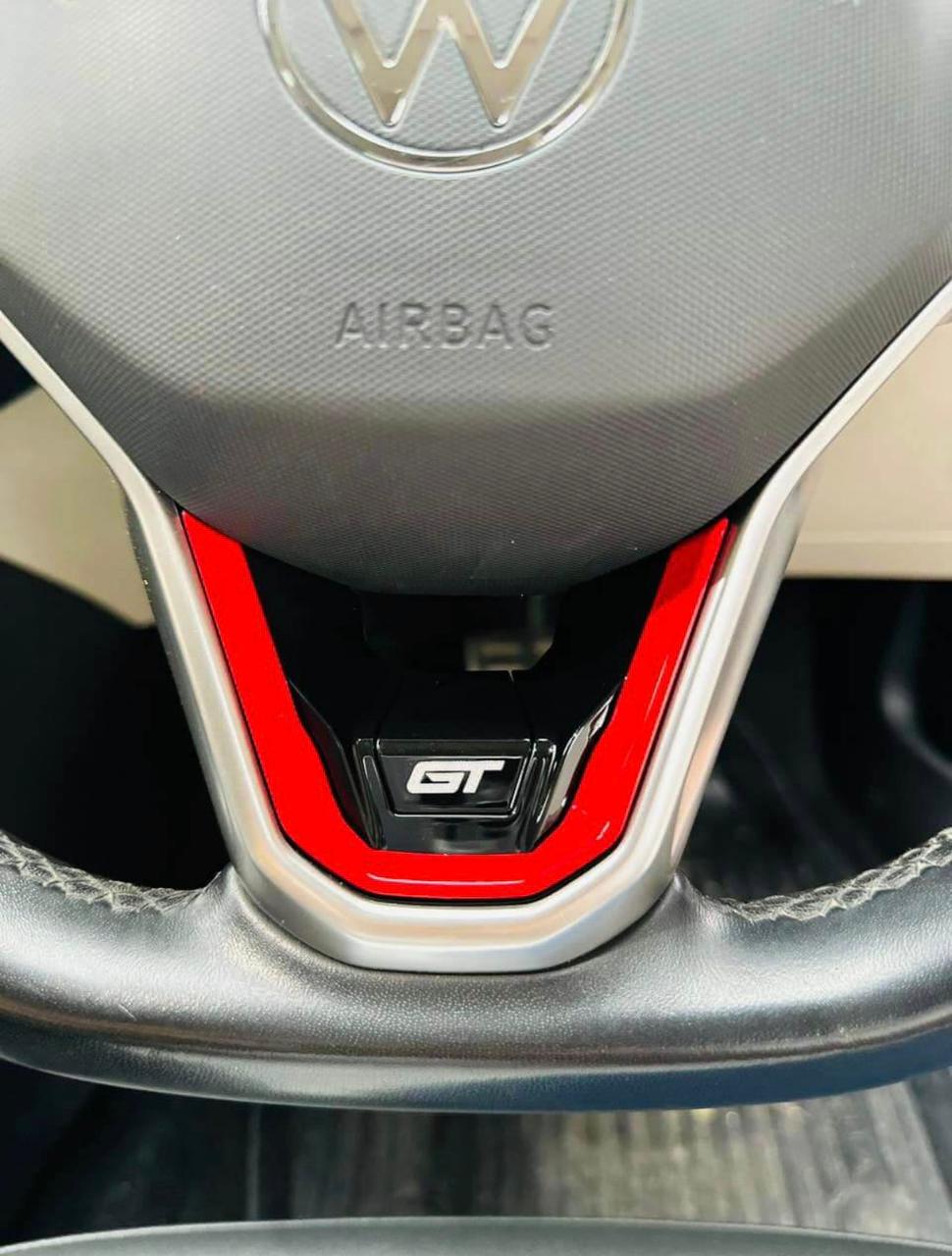 GT Steering Wheel Badge for Virtus Black-Red Car Steering Wheel Decoration for Car Compatible with Golf MK8.