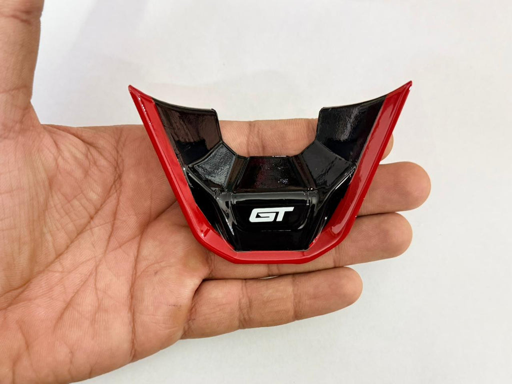 GT Steering Wheel Badge for Virtus Black-Red Car Steering Wheel Decoration for Car Compatible with Golf MK8.