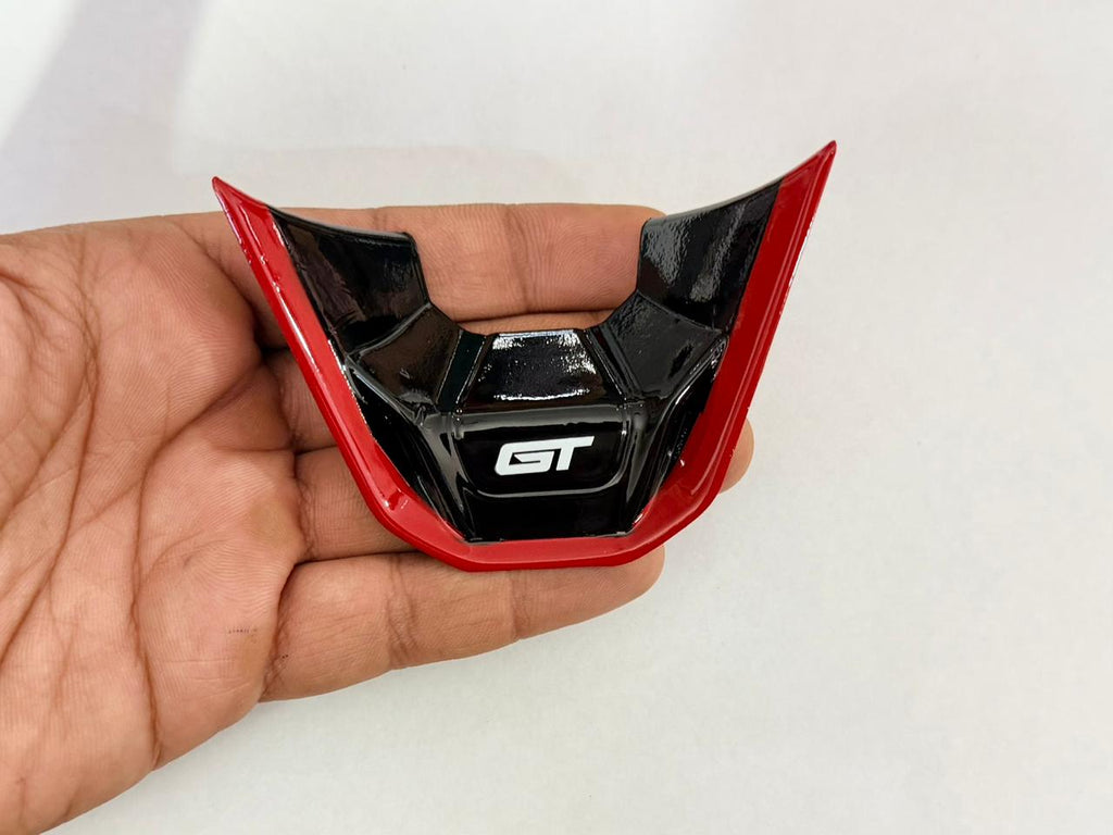 GT Steering Wheel Badge for Virtus Black-Red Car Steering Wheel Decoration for Car Compatible with Golf MK8.