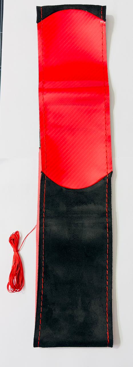 Red Alcantara Steering Grip Cover for Car Steering Wheel Soft Durable Universal Fit for Car Steering Grip Cover with Stitching Thread.