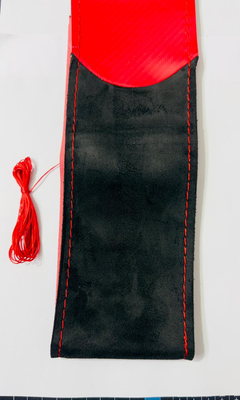 Red Alcantara Steering Grip Cover for Car Steering Wheel Soft Durable Universal Fit for Car Steering Grip Cover with Stitching Thread.