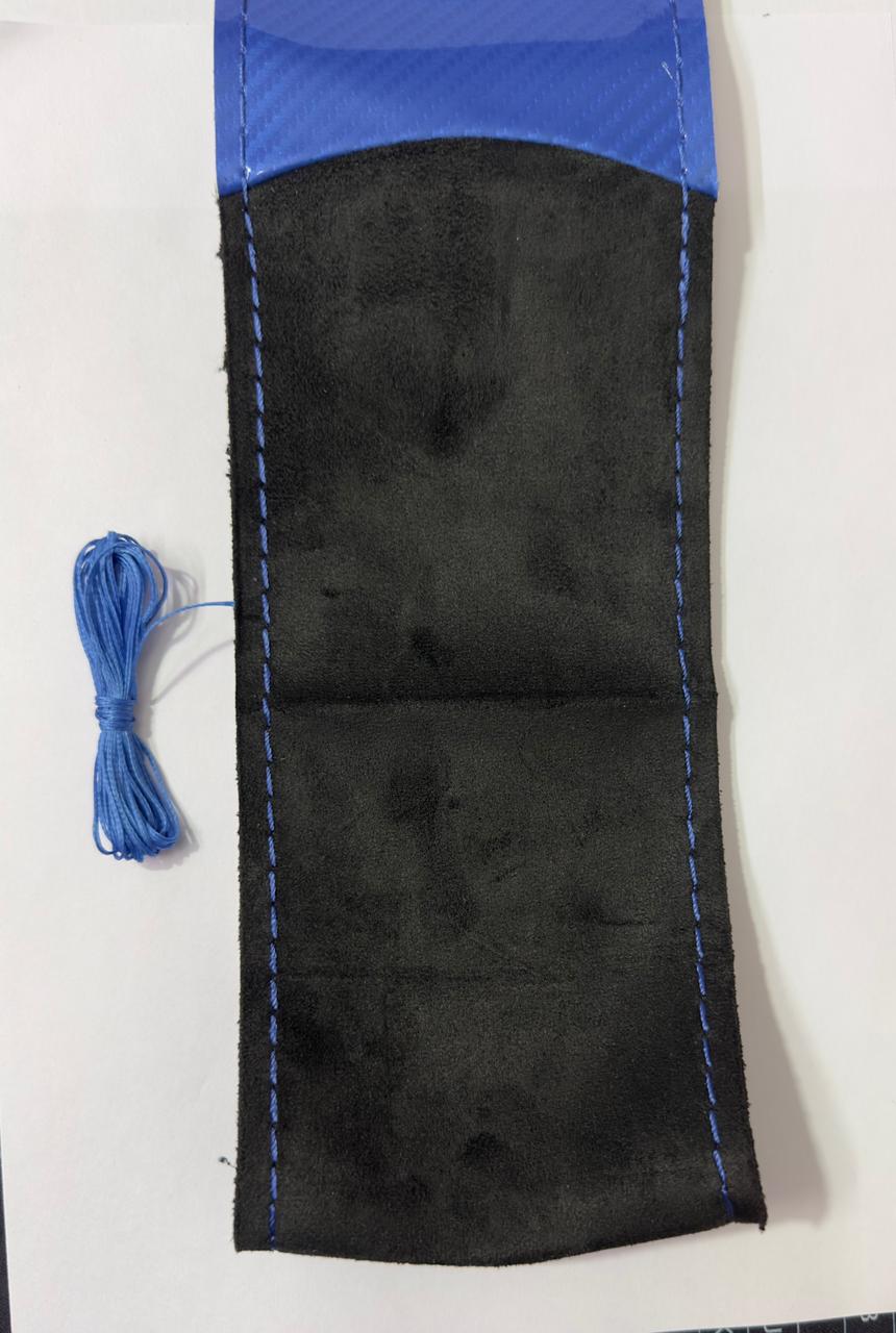 Blue Alcantara Steering Grip Cover for Car Steering Wheel Soft Durable Universal Fit for Car Steering Grip Cover with Stitching Thread.