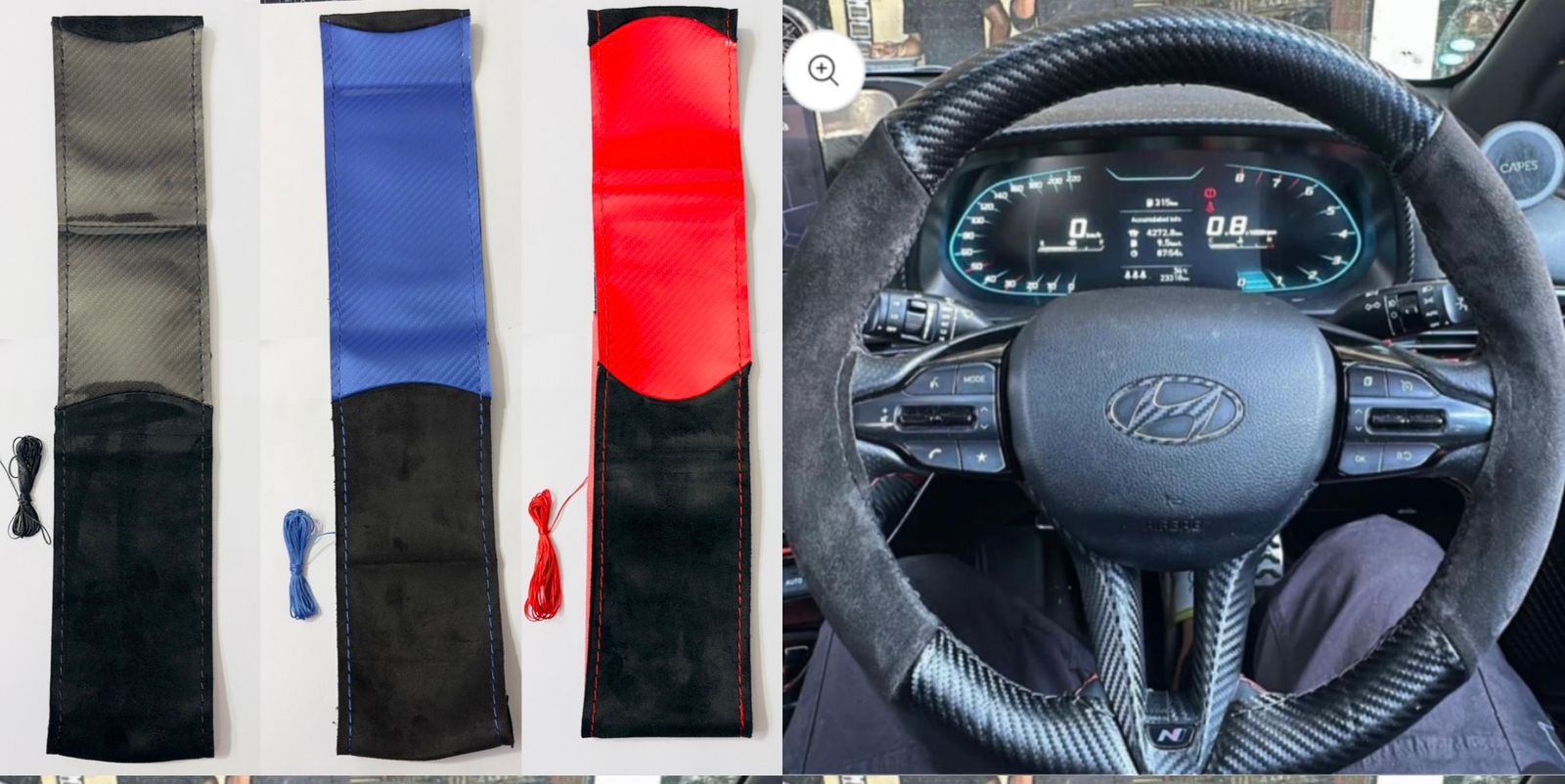 Alcantara Steering Grip Cover for Car Steering Wheel Soft Durable Universal Fit for Car Steering Grip Cover with Stiching Thread.