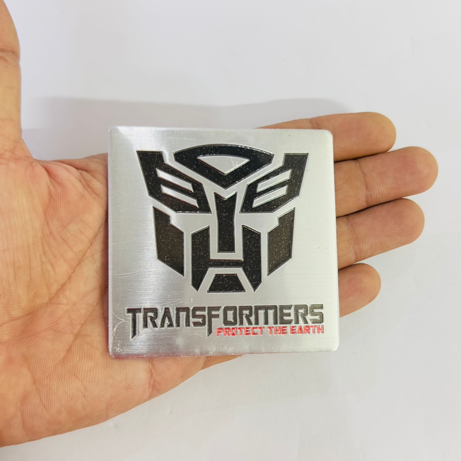 Transformerr Square Metal Slim Sticker 8cmx8cm Car Metal Logo Car Emblem 3D Badge Auto Racing Sport Sticker Grand Tourer Decal Slim Sticker-1PC