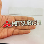 Silver Mitsubishi Logo 15cmx2cm Car Metal Emblem 3D Badge Auto Racing Sport Sticker Grand Tourer Decal-1 Piece