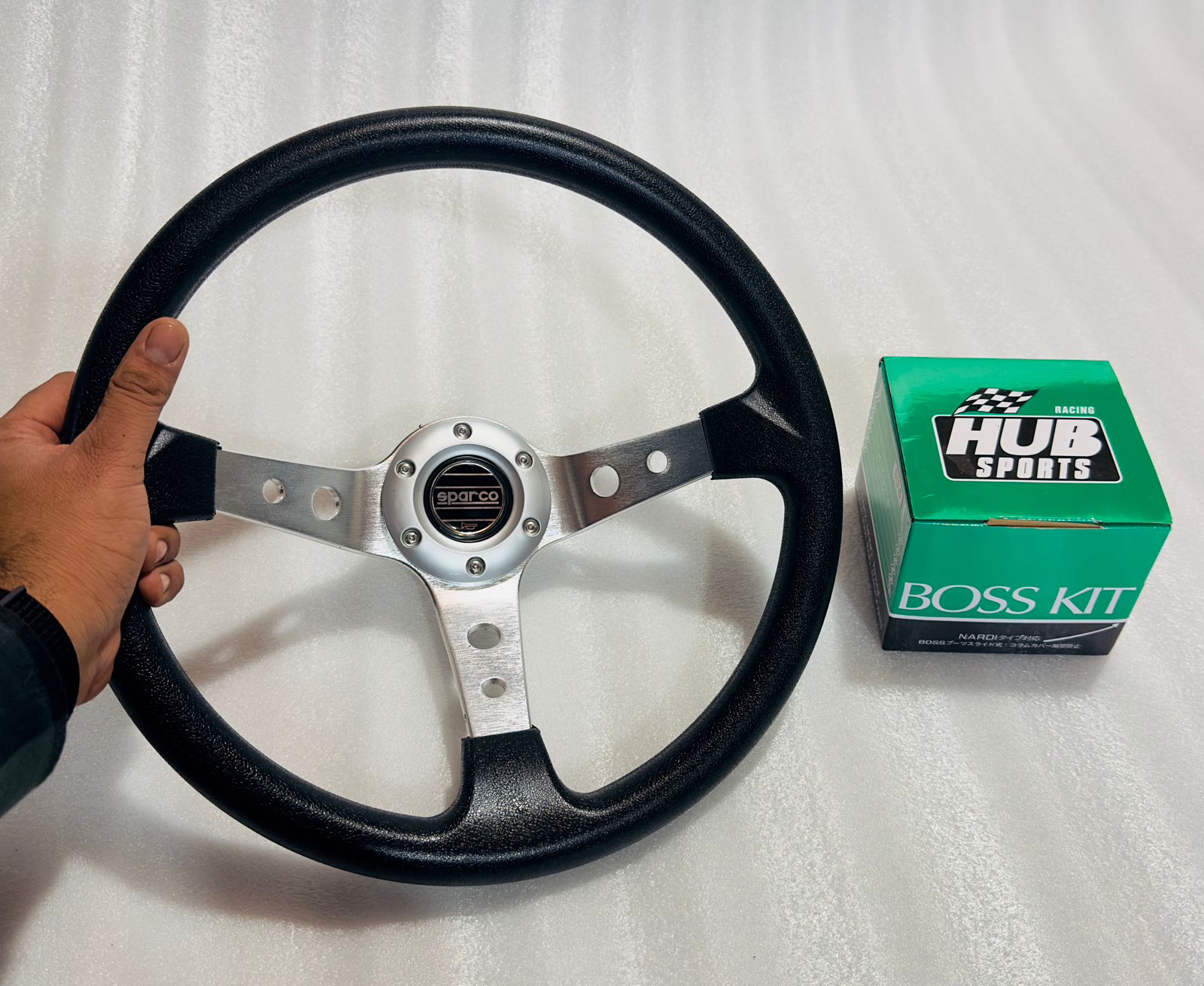 SPARCO, 14INCH DEEP STEERING Style Universal Steering Wheel for Sports Car Look Rally Race Off Road WID BOOS KIT HUB Free-1 Piece Sparco Steering
