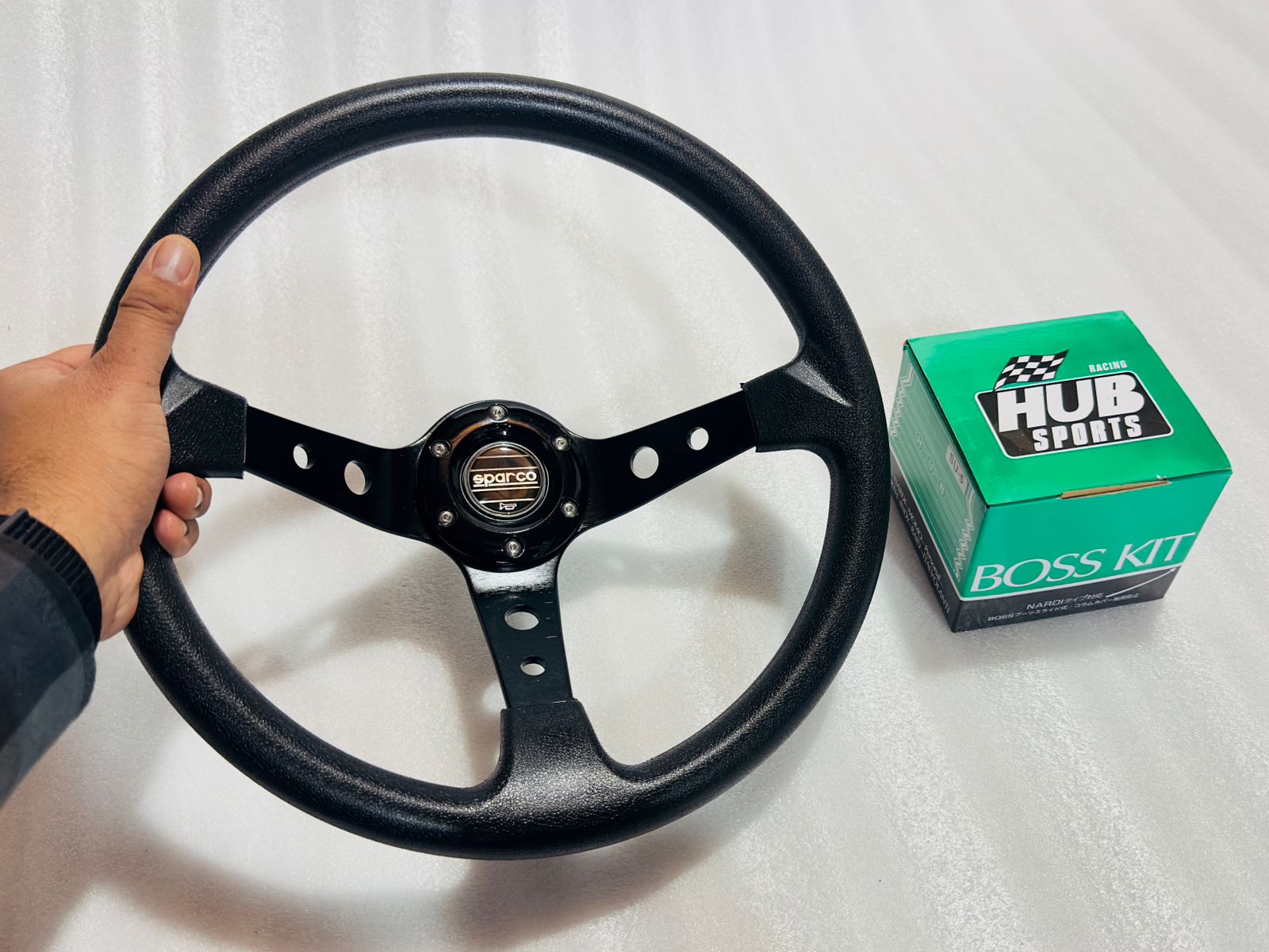 SPARCO, 14INCH DEEP STEERING Style Universal Steering Wheel for Sports Car Look Rally Race Off Road WID BOOS KIT HUB Free-1 Piece Sparco Steering