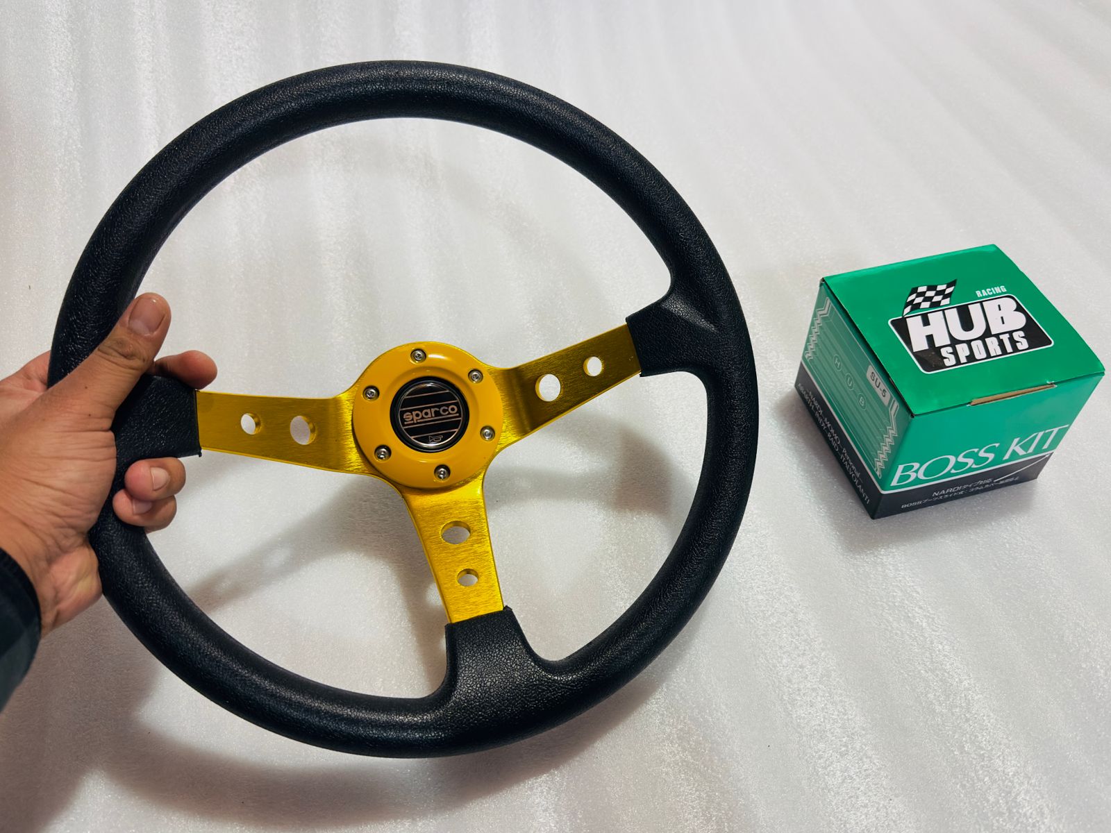 SPARCO, 14INCH DEEP STEERING Style Universal Steering Wheel for Sports Car Look Rally Race Off Road WID BOOS KIT HUB Free-1 Piece Sparco Steering