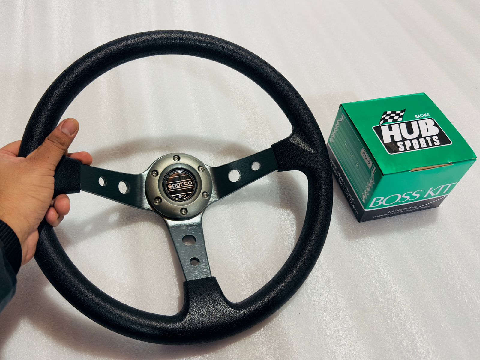 SPARCO, 14INCH DEEP STEERING Style Universal Steering Wheel for Sports Car Look Rally Race Off Road WID BOOS KIT HUB Free-1 Piece Sparco Steering