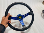 14INCH OMP DEEP STEERING STYLE Look Rally Race Off Road with HUB Free Universal Steering Wheel for Sports Car Universal Steering
