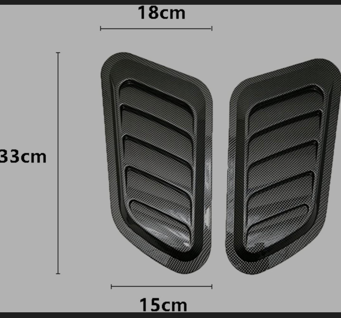 Bonnet Hood Scoop Decorative Air Flow Intake Vent Cover Universal Car Decorative Vent Cover Stickers For Decoration Big Scoop (2PC CARBON BONNET SCOOP)