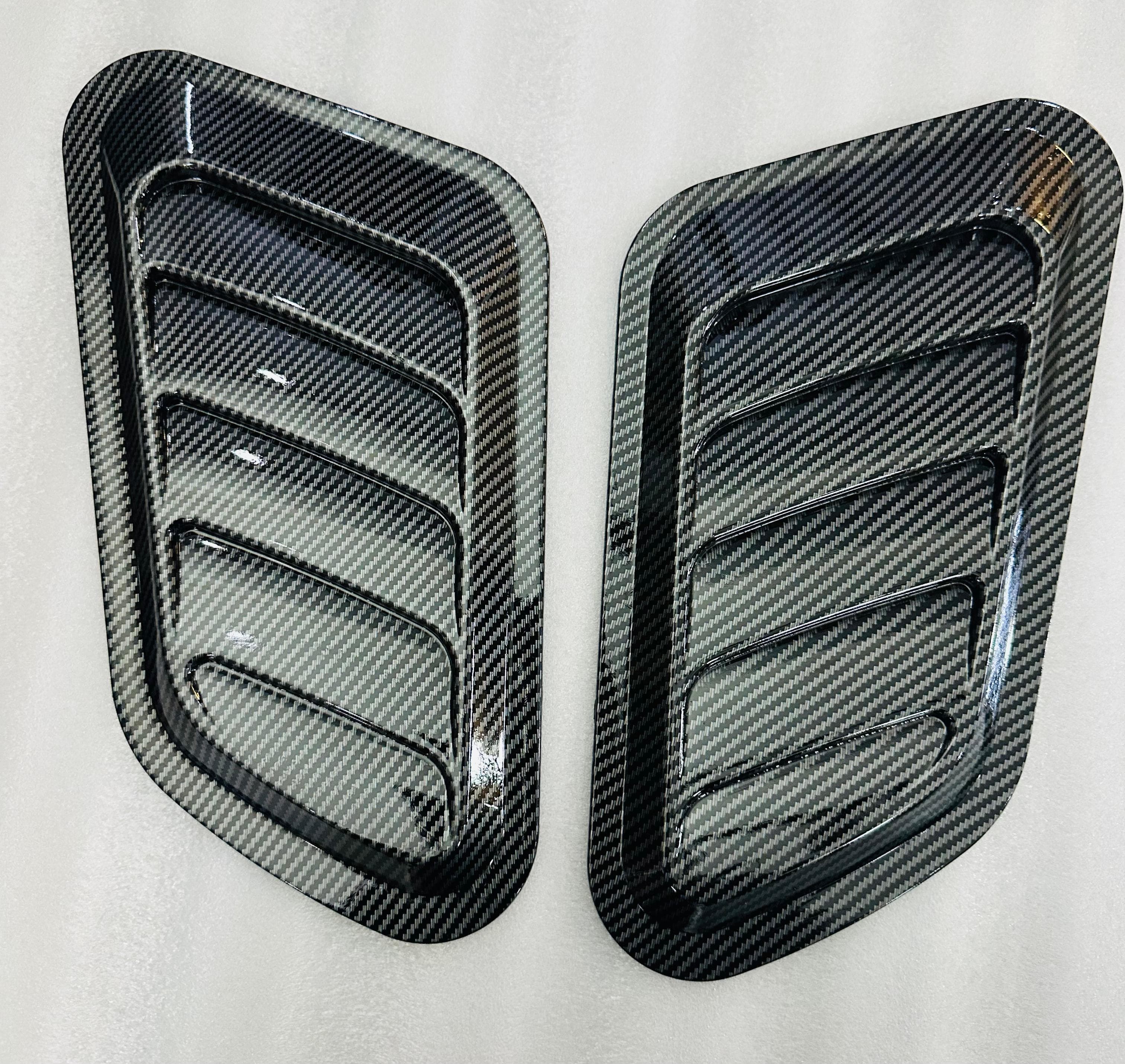Bonnet Hood Scoop Decorative Air Flow Intake Vent Cover Universal Car Decorative Vent Cover Stickers For Decoration Big Scoop (2PC CARBON BONNET SCOOP)