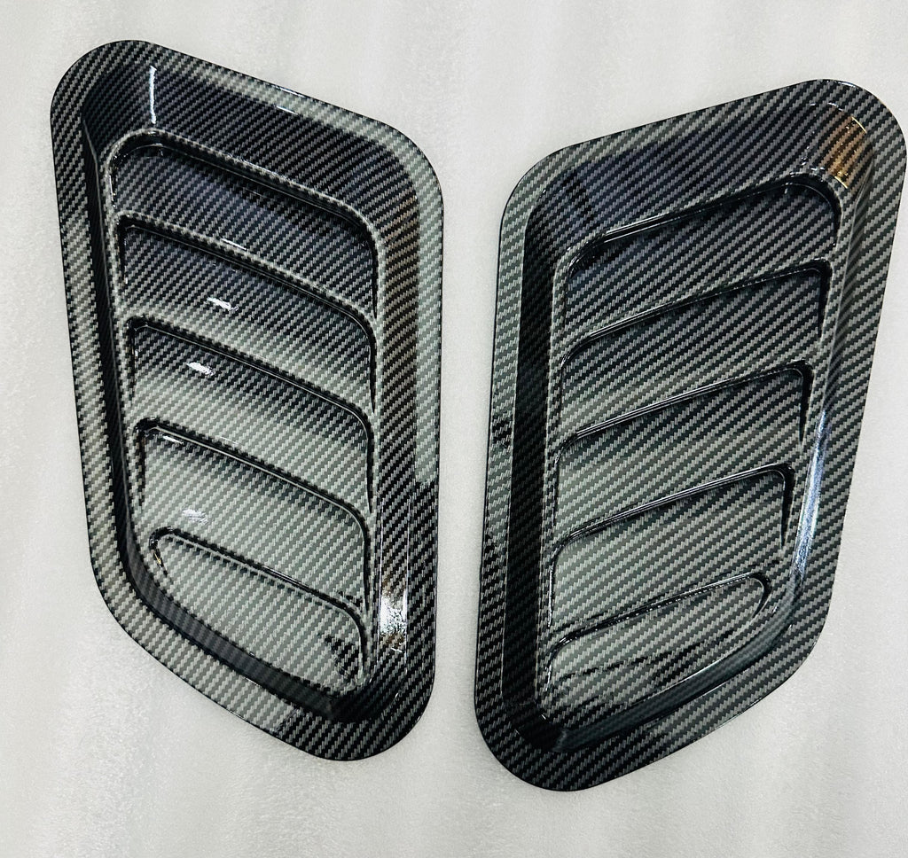 Bonnet Hood Scoop Decorative Air Flow Intake Vent Cover Universal Car Decorative Vent Cover Stickers For Decoration Big Scoop (2PC CARBON BONNET SCOOP)