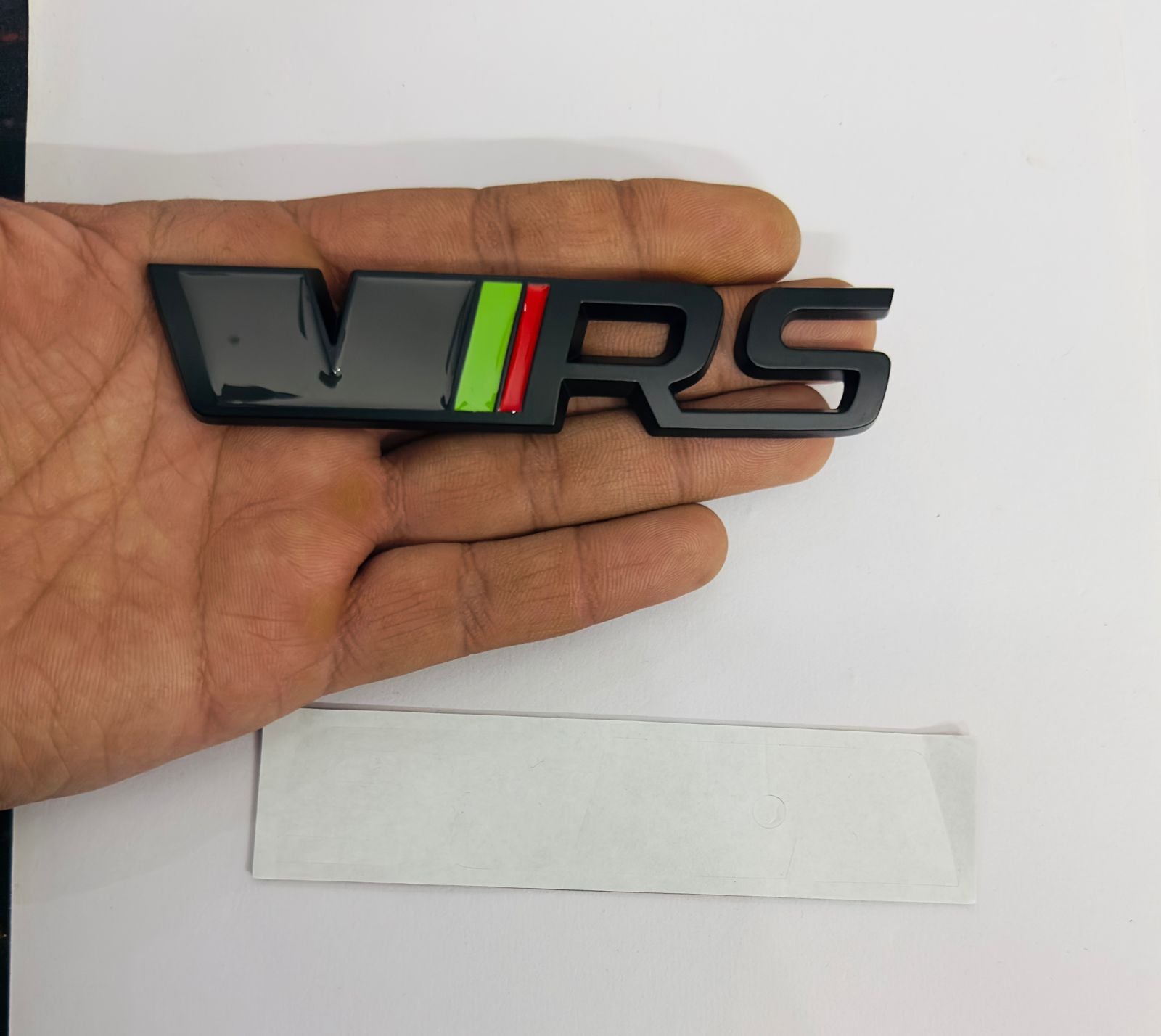 Black VRS 3D Sticker (12cmx2.5cm) for Car Bike Laptop Emblem, VRS Sticker 3D Badge Auto Racing Sport Logo Grand Tourer Decal Auto Accessories.