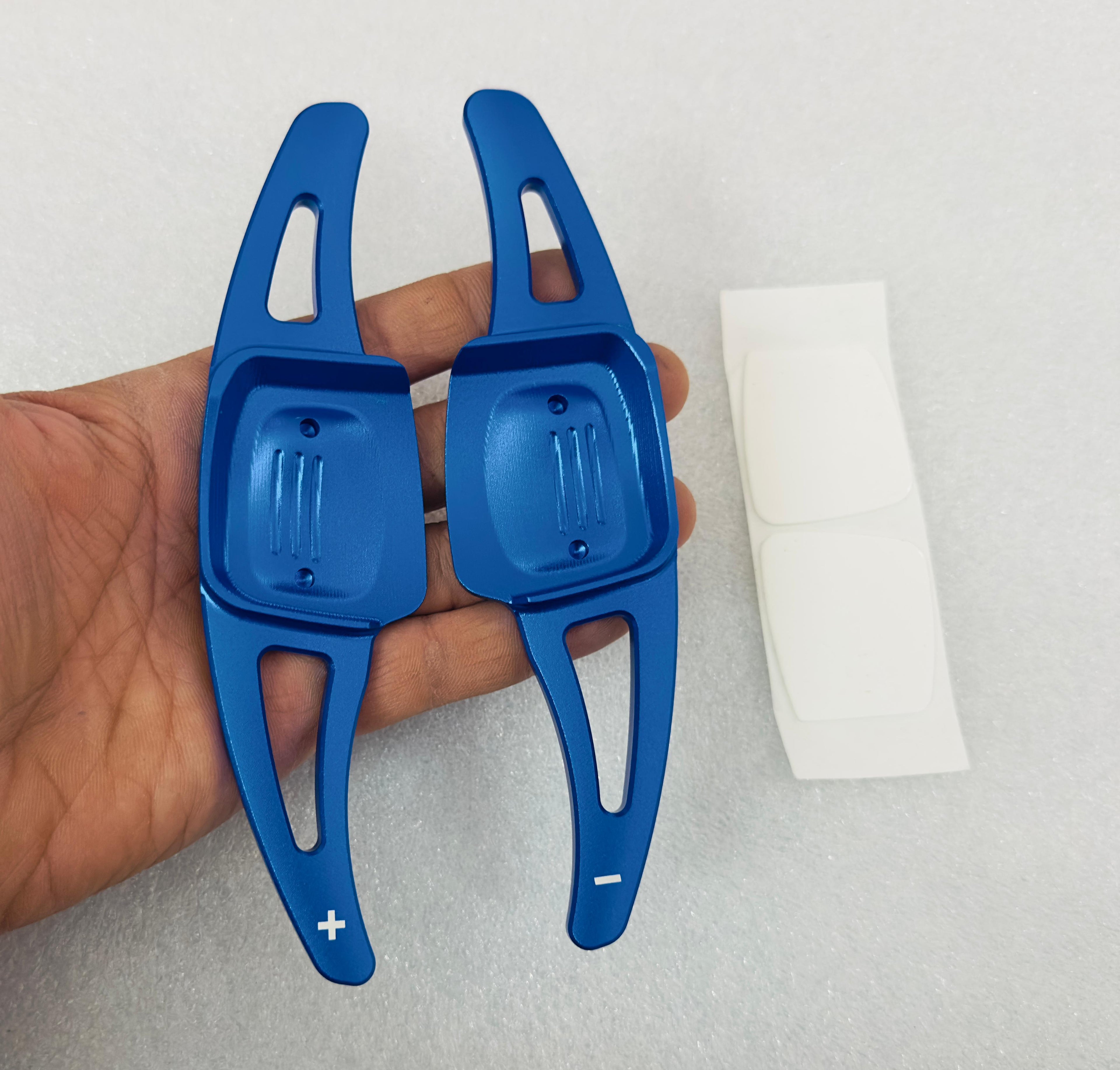 CNC Metal BLUE Virtus Paddle Shifter Aluminium Alloy Interior Styling Parts Extensions Compatible with Car VW Virtus Steering Wheel Paddle Shifter Cover.