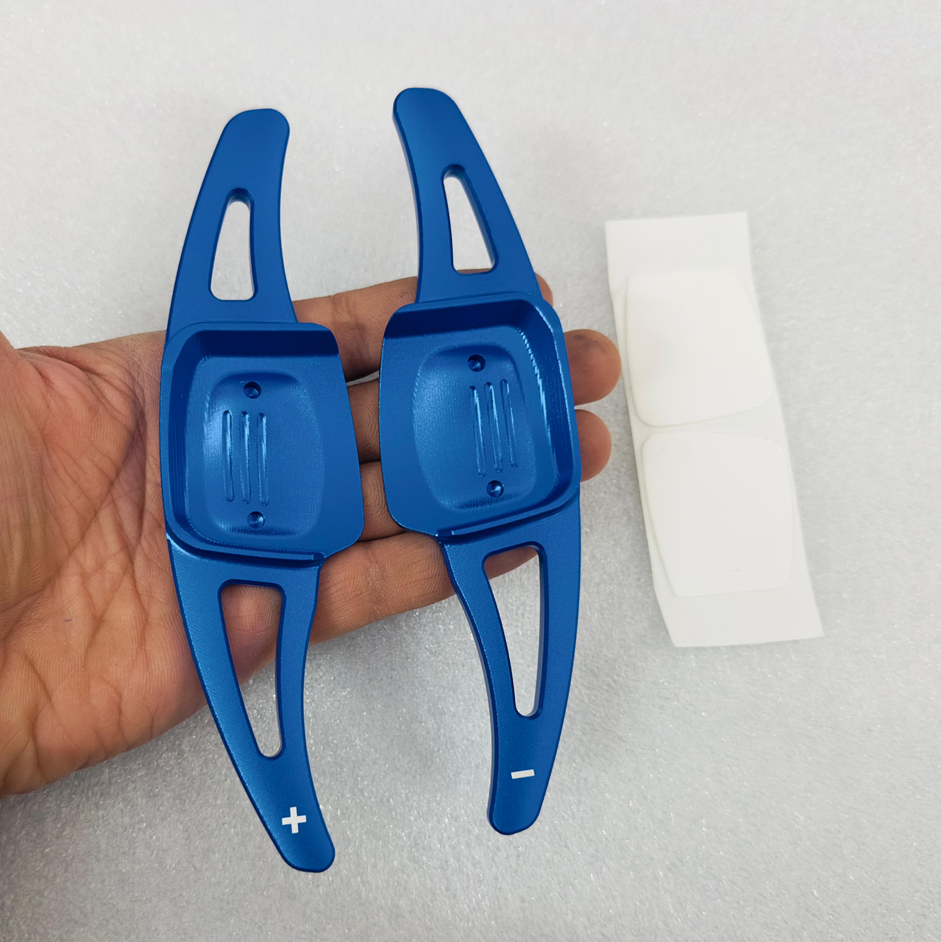 CNC Metal BLUE Virtus Paddle Shifter Aluminium Alloy Interior Styling Parts Extensions Compatible with Car VW Virtus Steering Wheel Paddle Shifter Cover.