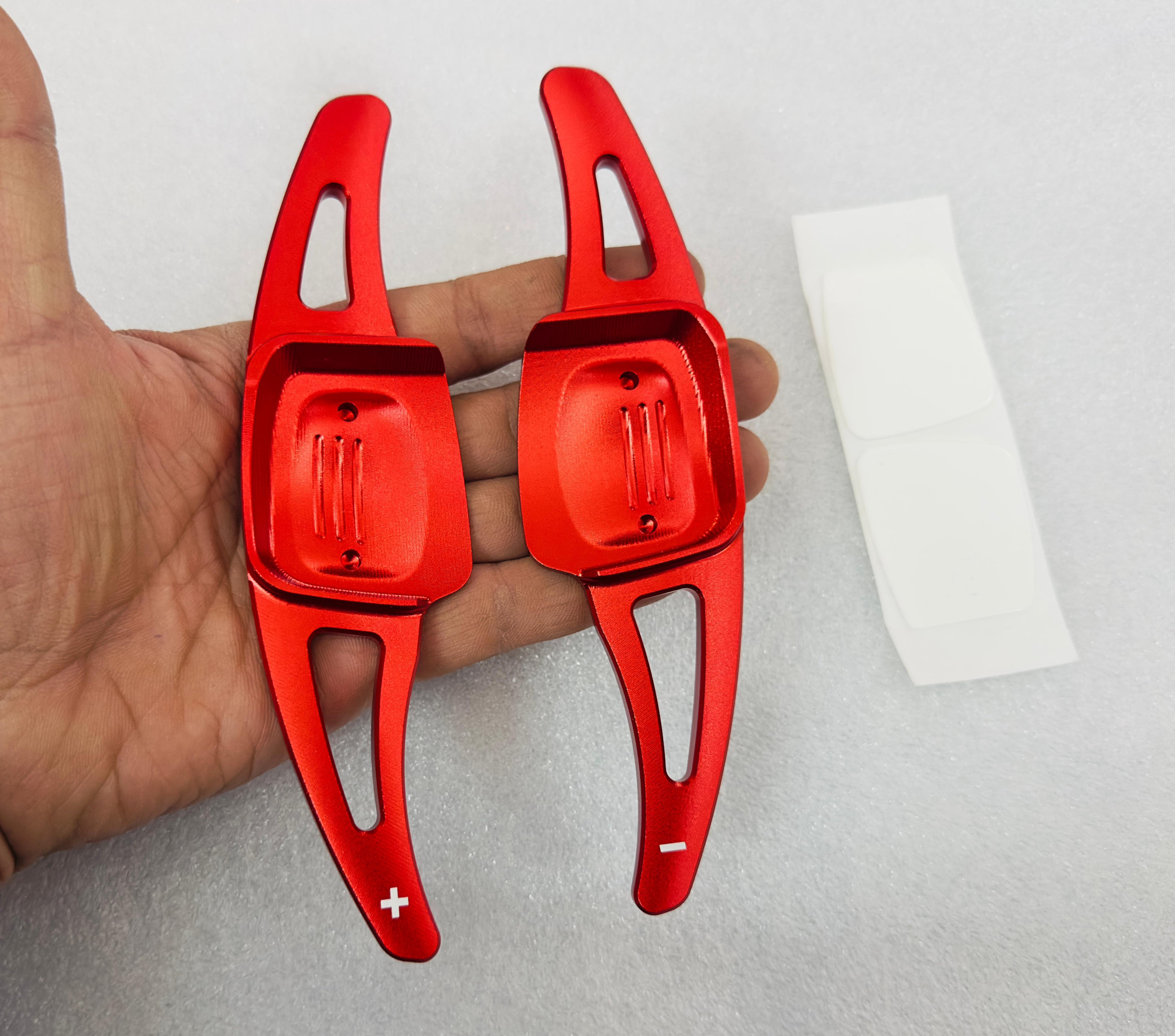 CNC Metal Red Virtus Paddle Shifter Aluminium Alloy Interior Styling Parts Extensions Compatible with Car VW Virtus Steering Wheel Paddle Shifter Cover.