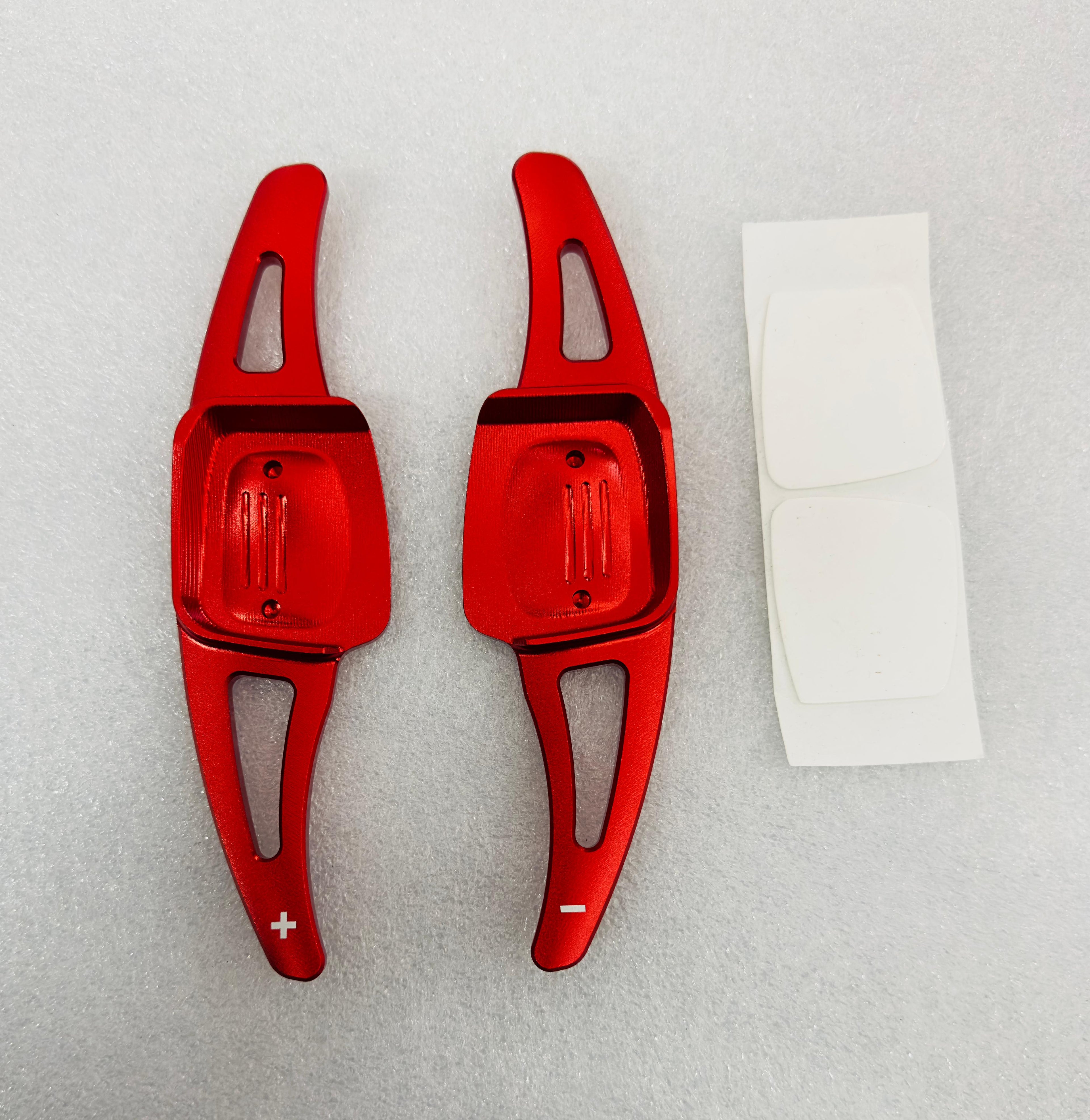 CNC Metal Red Virtus Paddle Shifter Aluminium Alloy Interior Styling Parts Extensions Compatible with Car VW Virtus Steering Wheel Paddle Shifter Cover.