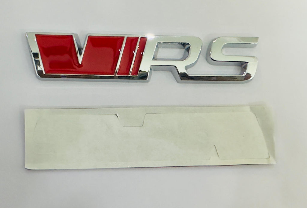 Chrome-Red VRS 3D Sticker (12cmx2.5cm) for Car Bike Laptop Emblem, VRS Sticker 3D Badge Auto Racing Sport Logo Grand Tourer Decal Auto Accessories.