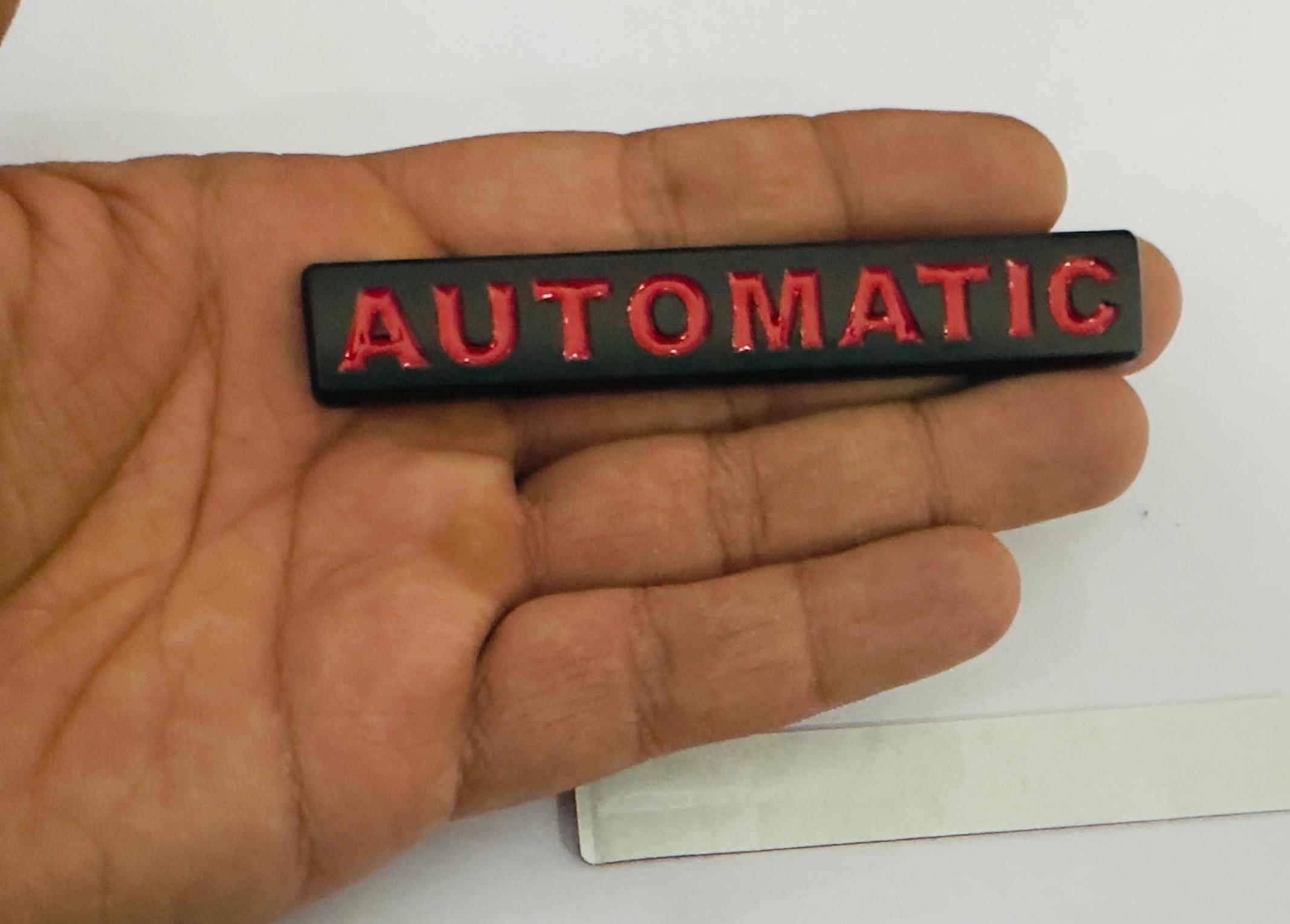 Black-Red Automatic-3D Sticker (10cmx1.5cm) Car Bike Laptop Automatic Logo Car Emblem 3D Badge Attractive Sticker Auto Racing Sport Logo Grand Tourer Decal.