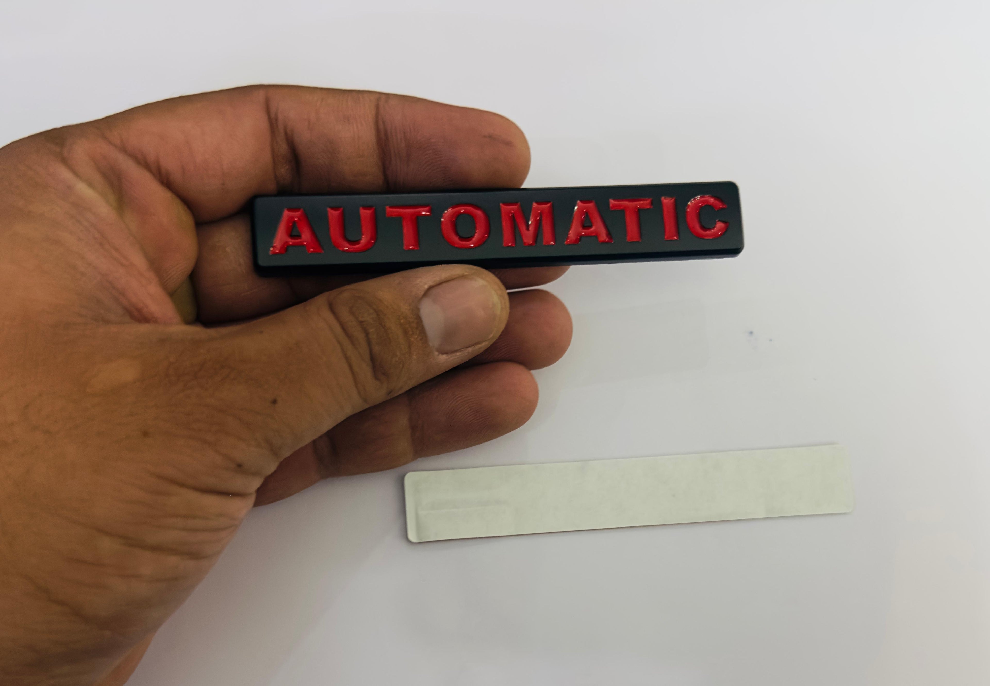 Black-Red Automatic-3D Sticker (10cmx1.5cm) Car Bike Laptop Automatic Logo Car Emblem 3D Badge Attractive Sticker Auto Racing Sport Logo Grand Tourer Decal.