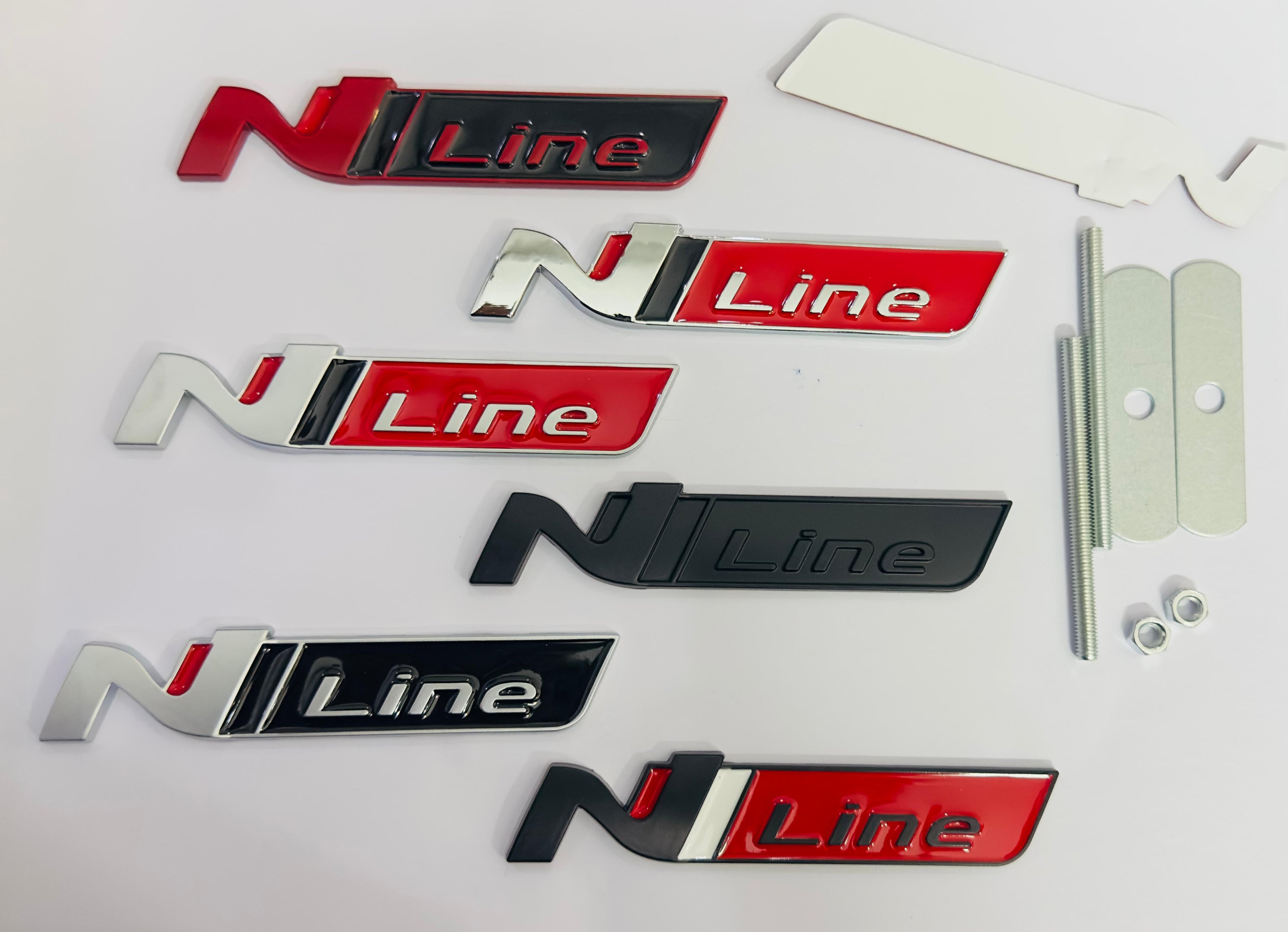 Black RED N Line Logo Car Bike Metal Logo 11cmx2cm Car Emblem 3D Badge Auto Racing Sport Sticker Grand Tourer Decal 1 Pieces