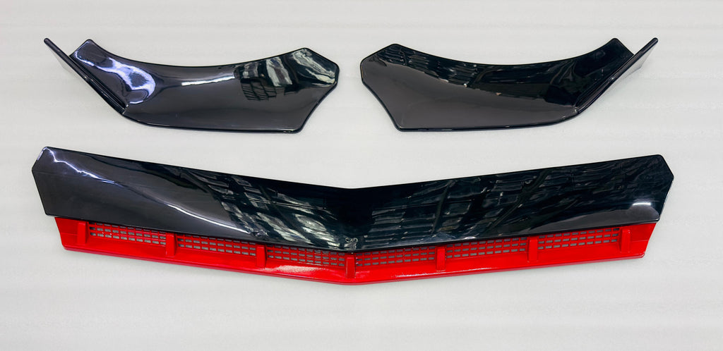 4pcs Black Red Car Front Bumper Forged Splitter Durable Car Front Lip Chin Bumper Body Kit Splitter Spoiler Protective Frames